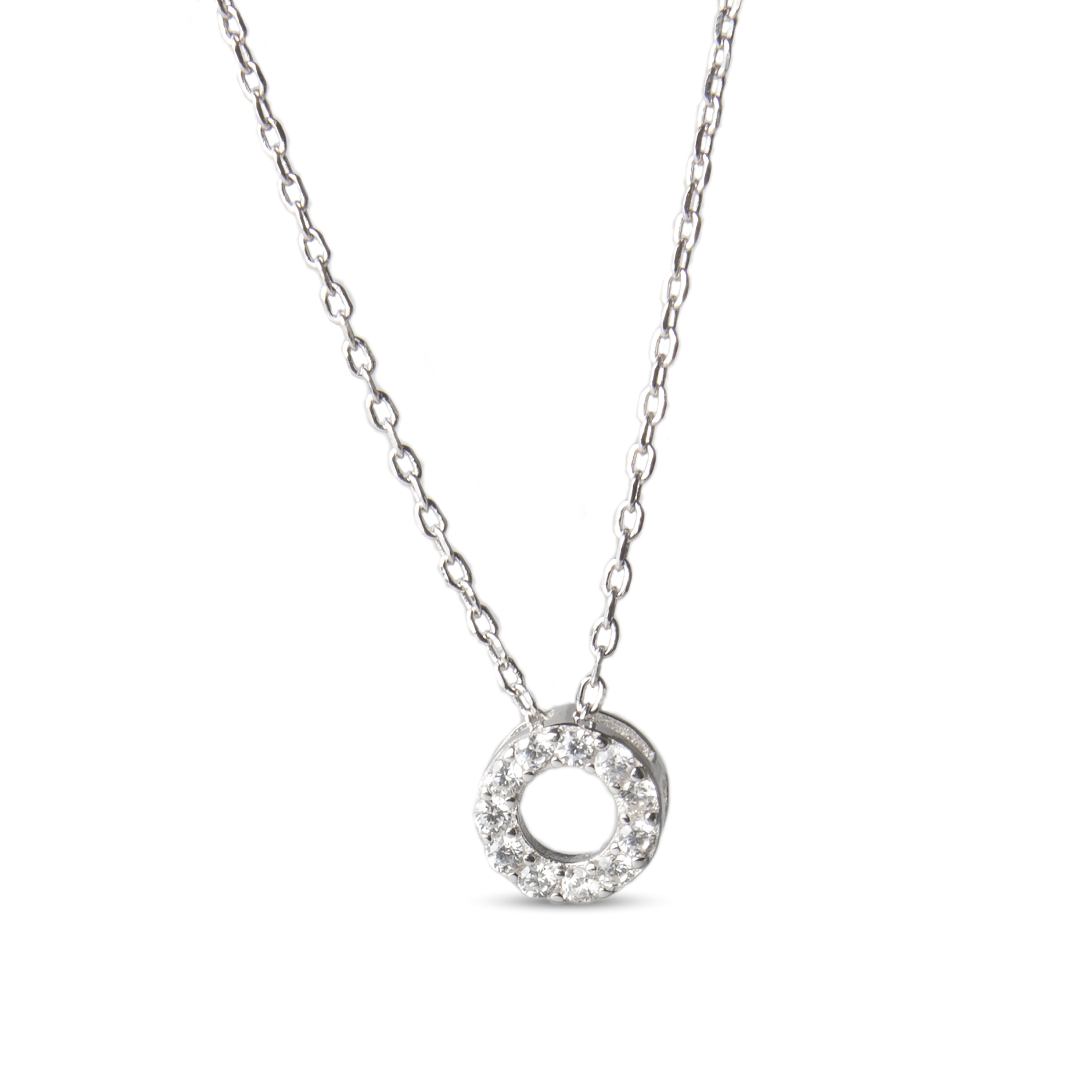 925 Sterling Silver Necklace with Brilliant Zirconia, Rhodium Finish - Dayiron