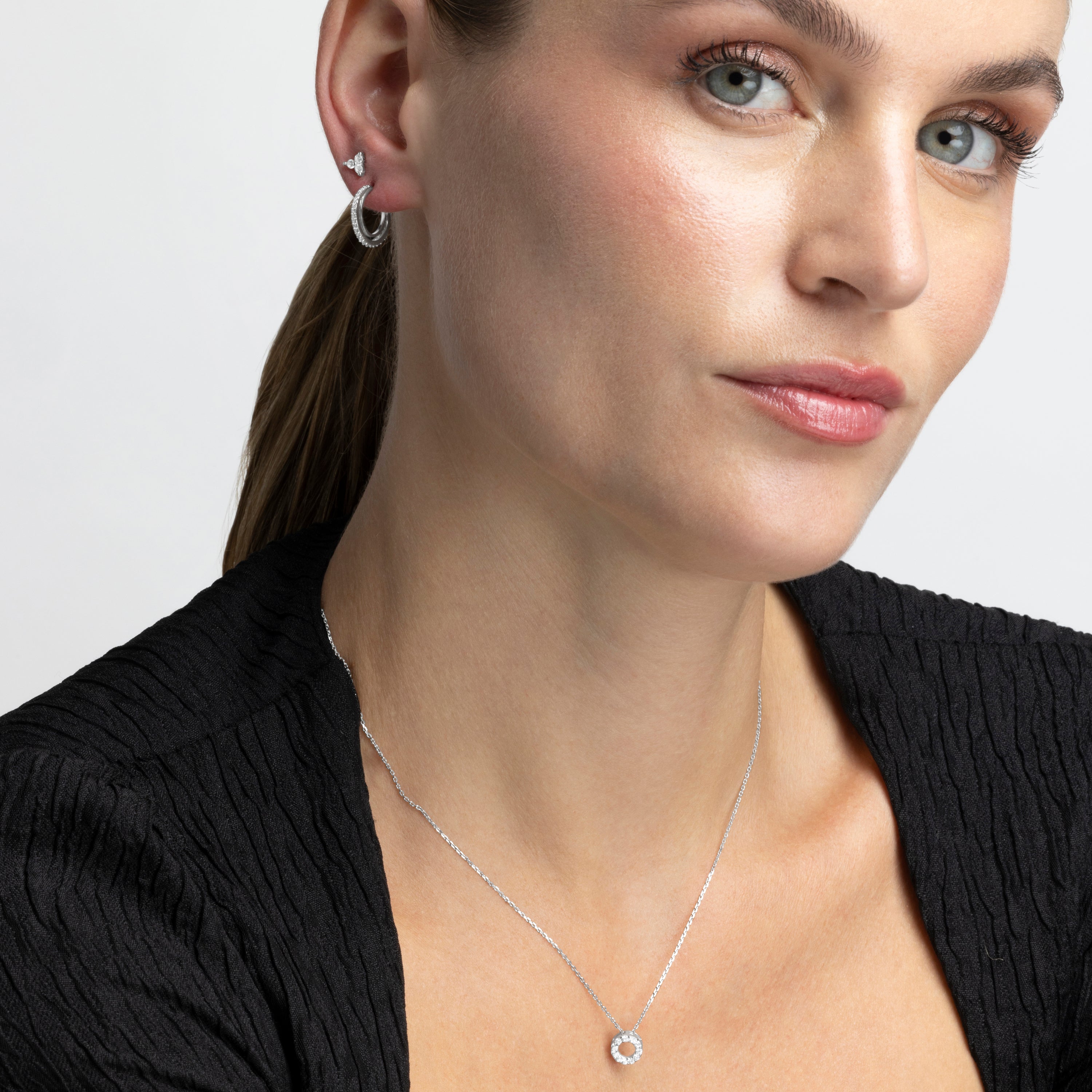 925 Sterling Silver Necklace with Brilliant Zirconia, Rhodium Finish - Dayiron