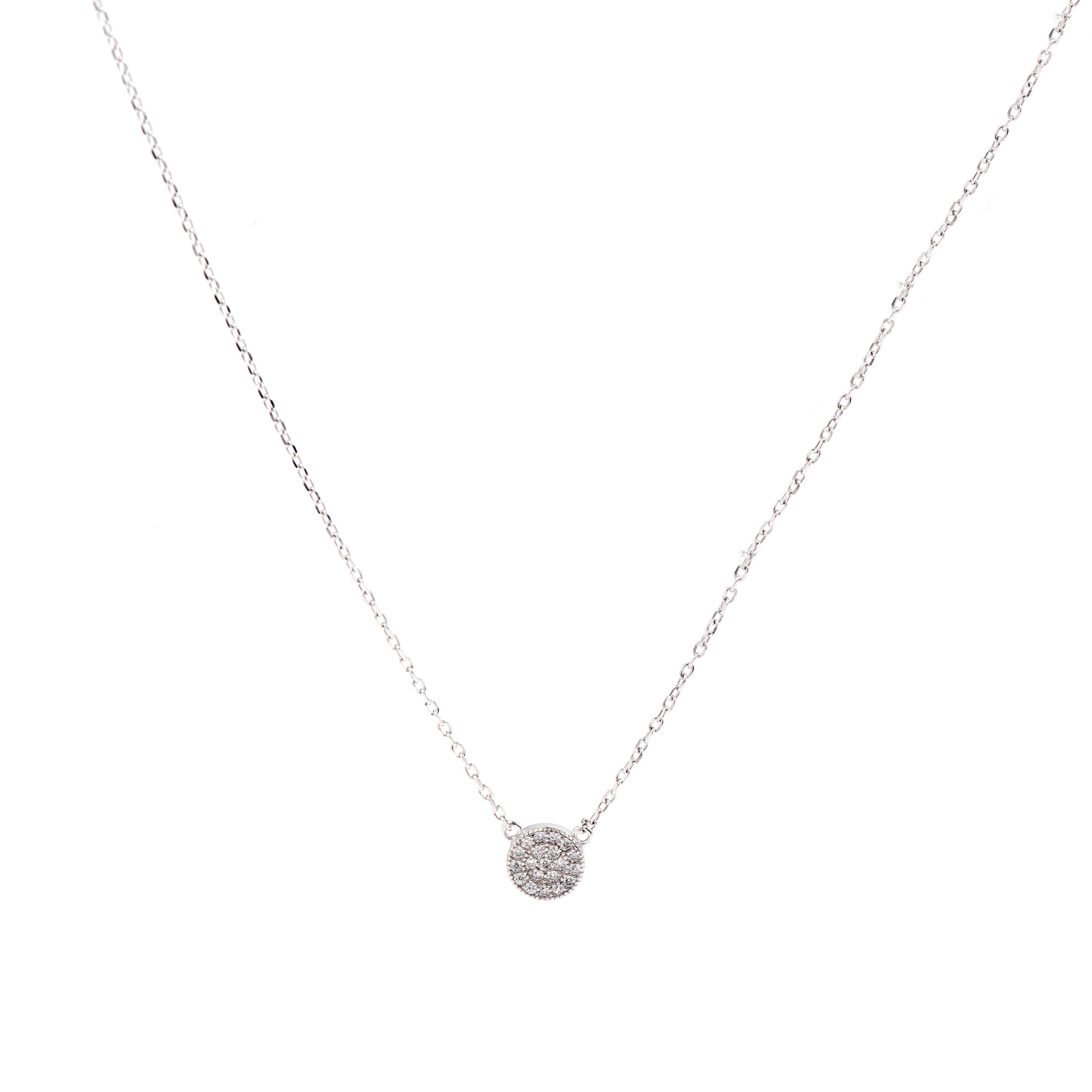 925 Sterling Silver Necklace with Rhodium-Finished Brilliant Zirconia - Zasa