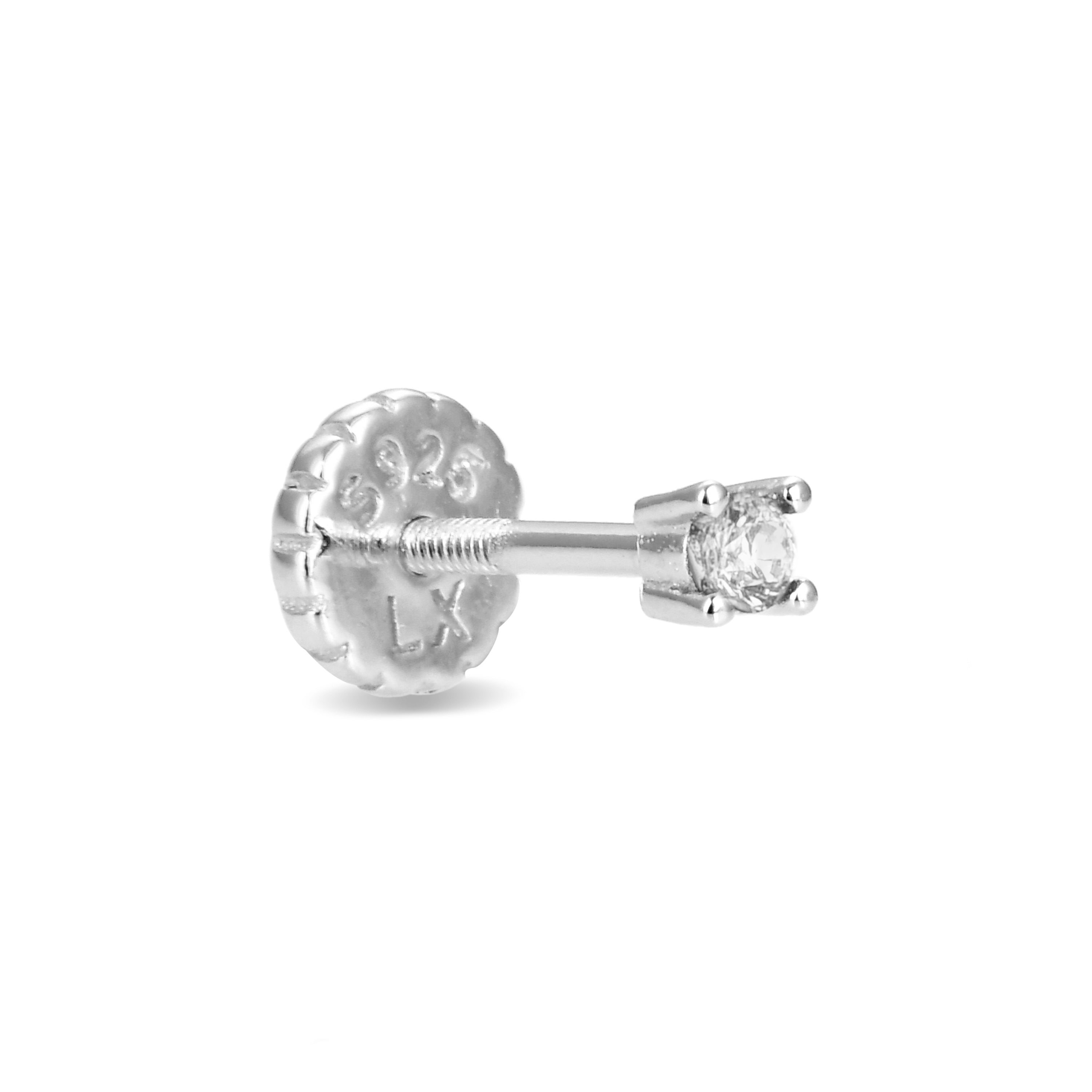 925 Sterling Silver Piercing with Brilliant Zirconia, Rhodium Finish - Dali