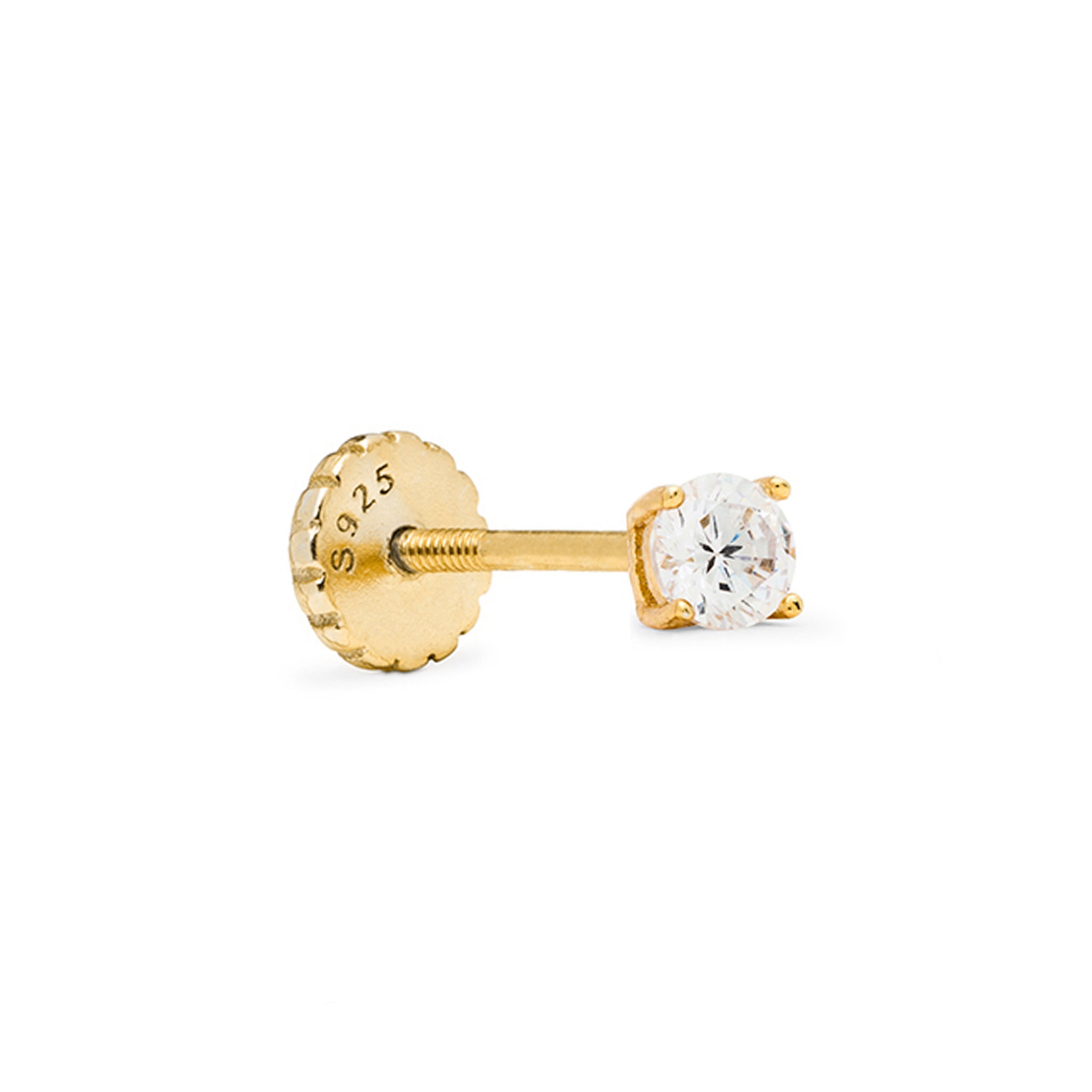 925 Sterling Silver Piercing with Brilliant Zirconia finished in 18K Yellow Gold - Dali