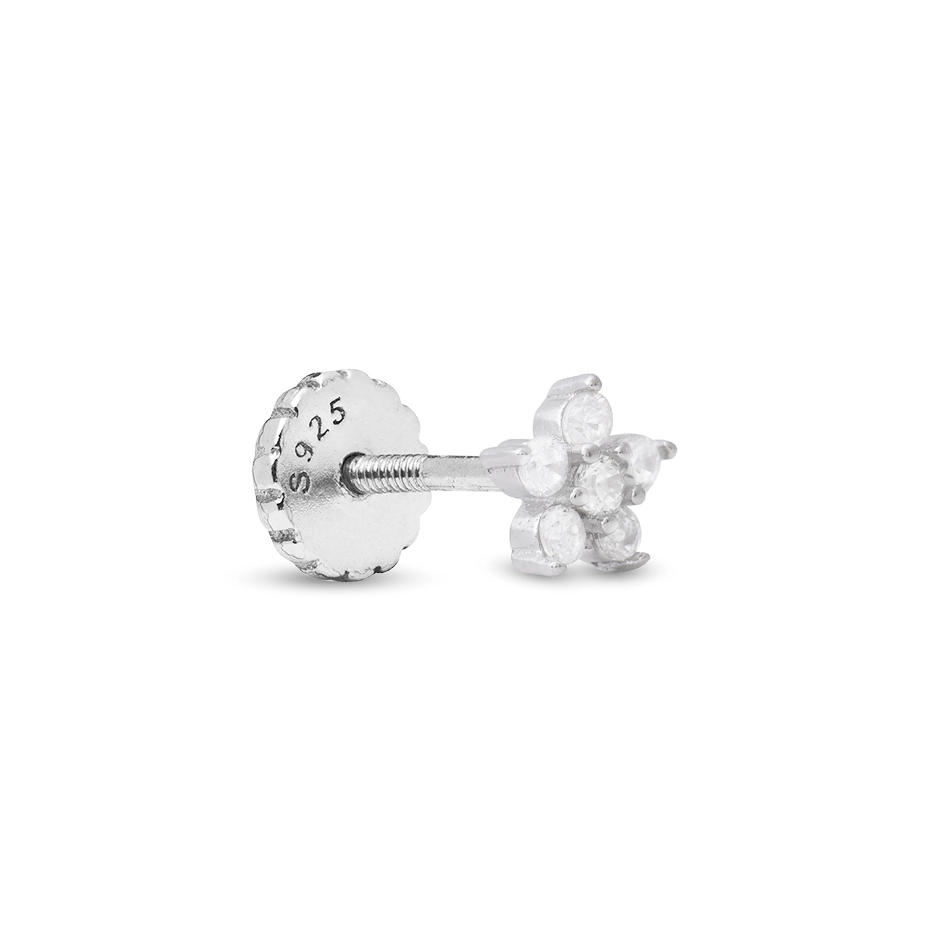 925 Sterling Silver Piercing with Brilliant Zirconia in Rhodium Finish - Anba