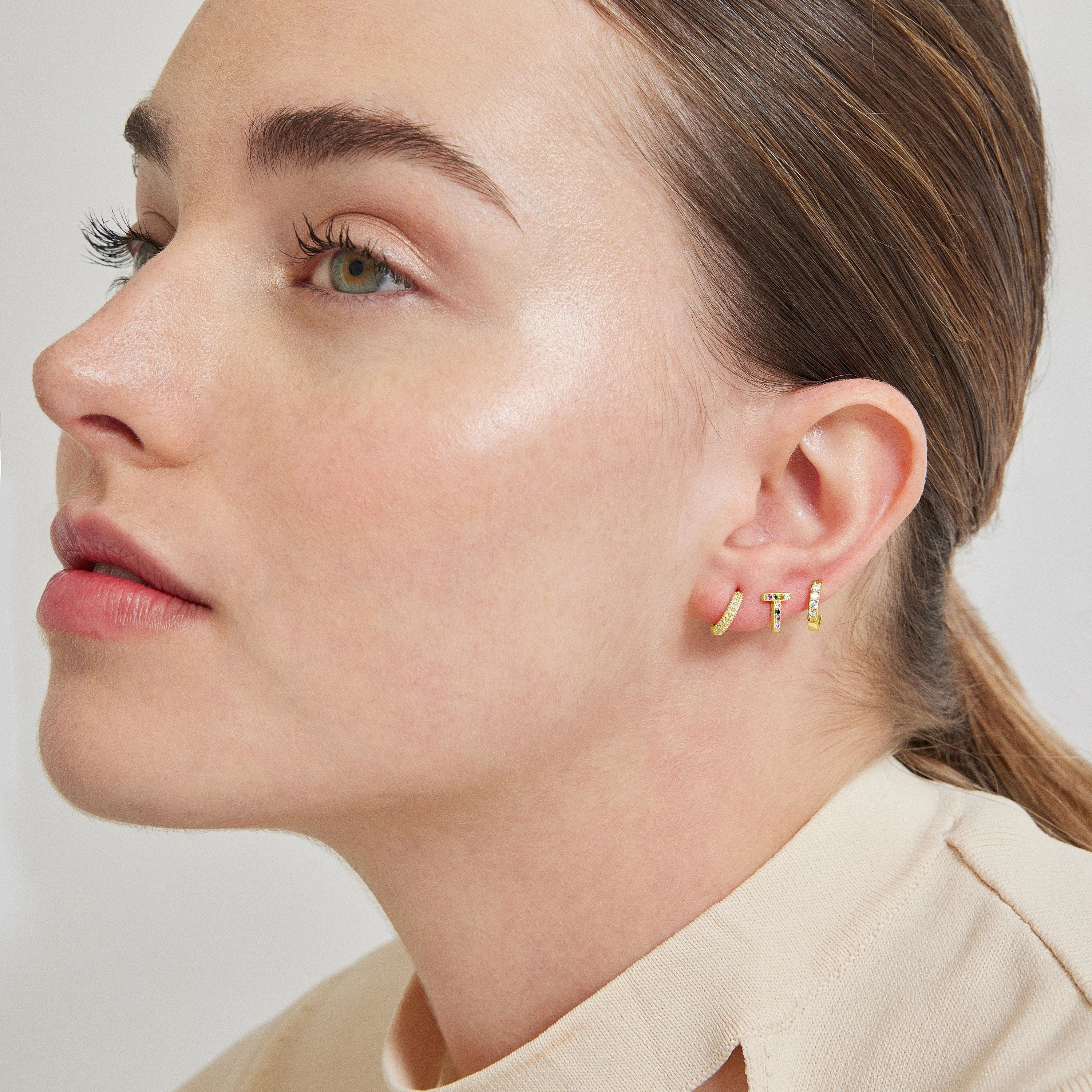 925 Sterling Silver Piercing with Brilliant Zirconia finished in 18K Yellow Gold - Rahlau