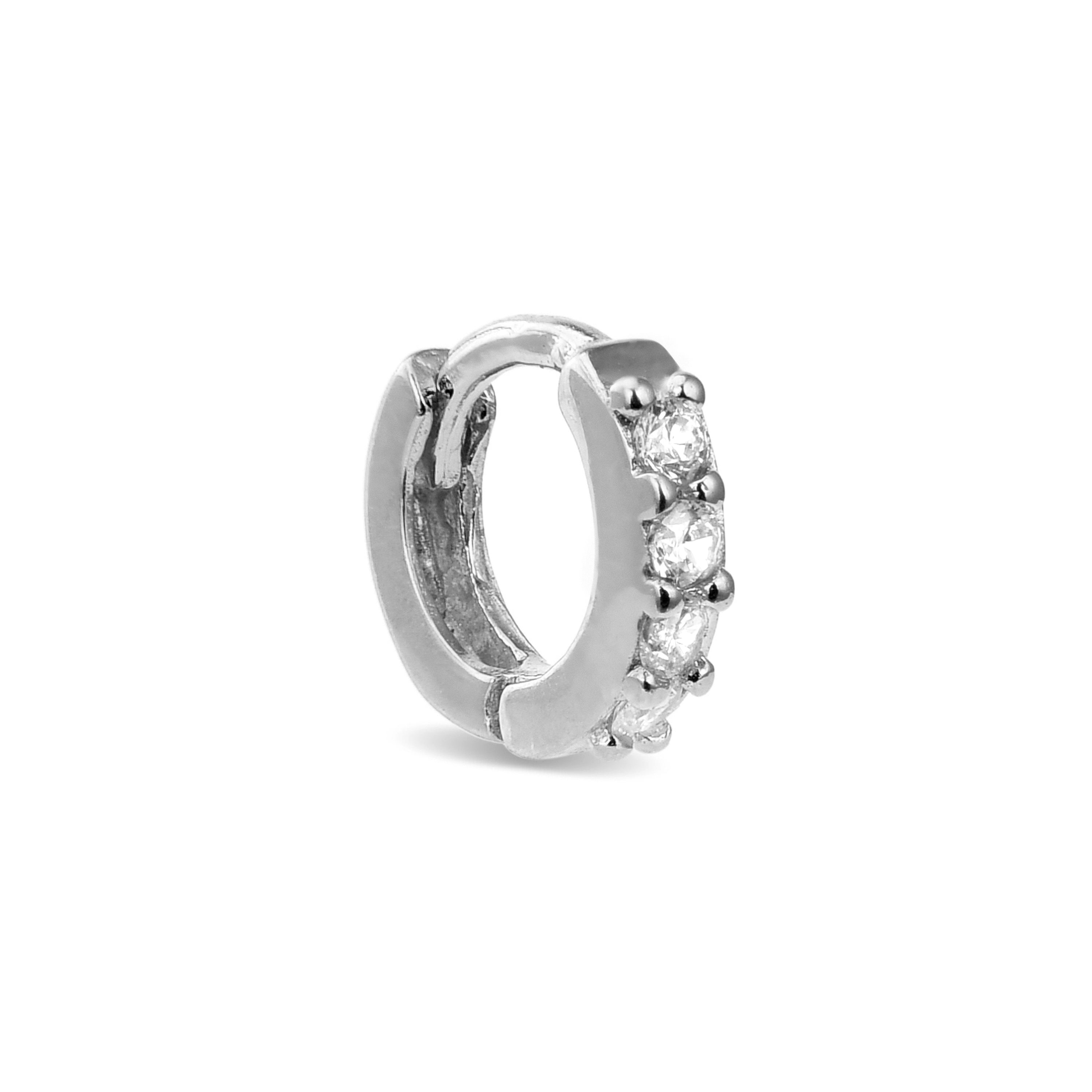 925 Sterling Silver Piercing with Brilliant Zirconia in Rhodium Finish - Ansung