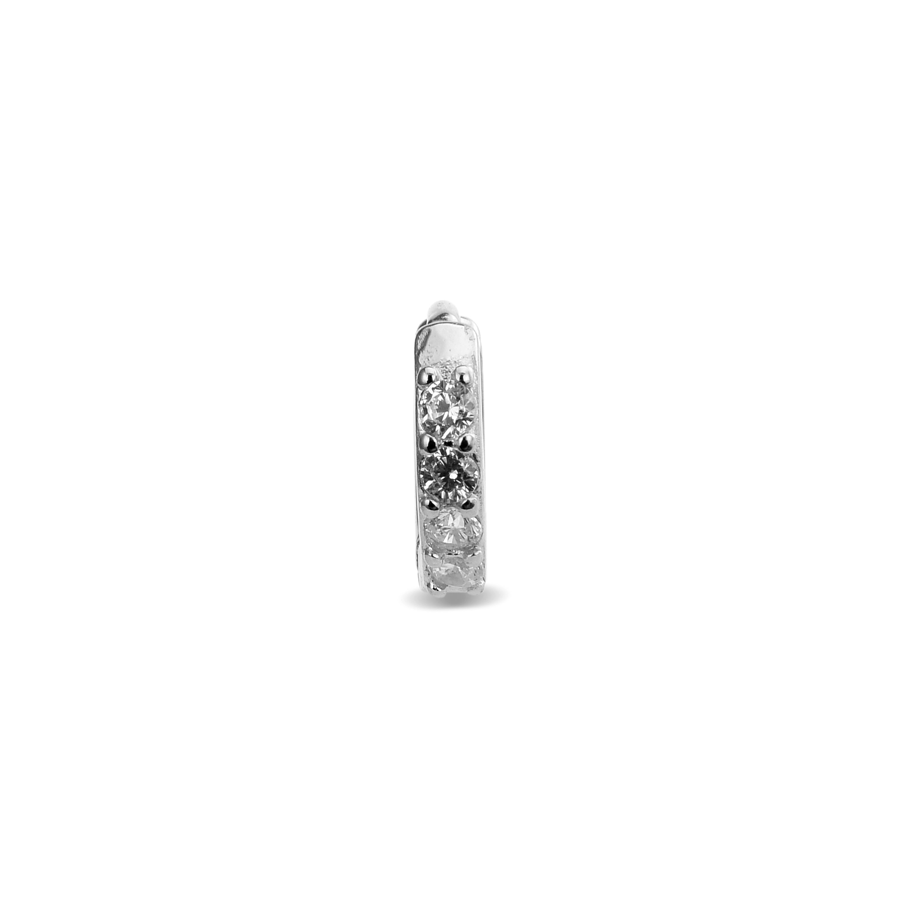 925 Sterling Silver Piercing with Brilliant Zirconia in Rhodium Finish - Ansung