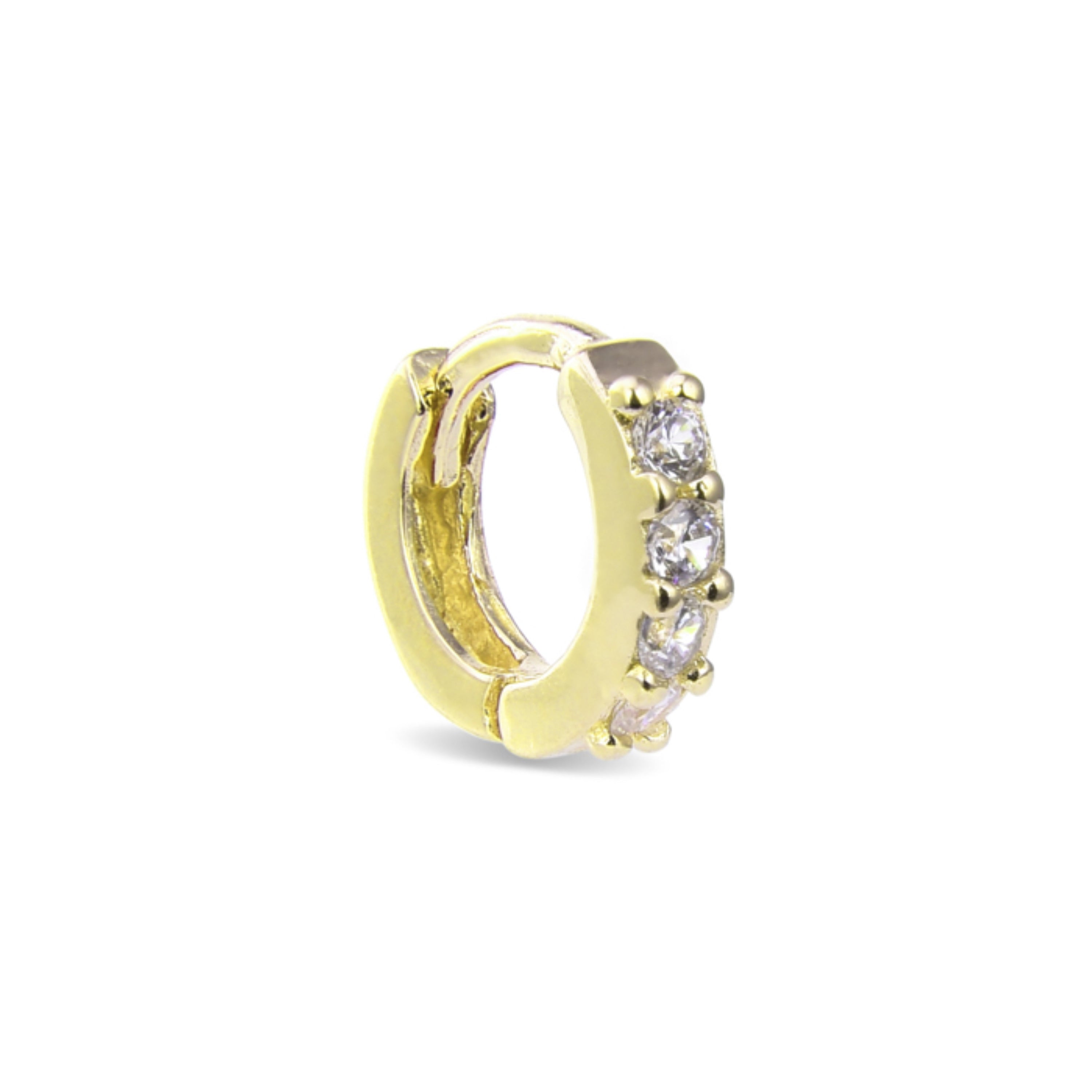 925 Sterling Silver Piercing with Brilliant Zirconia finished in 18K Yellow Gold - Ansung