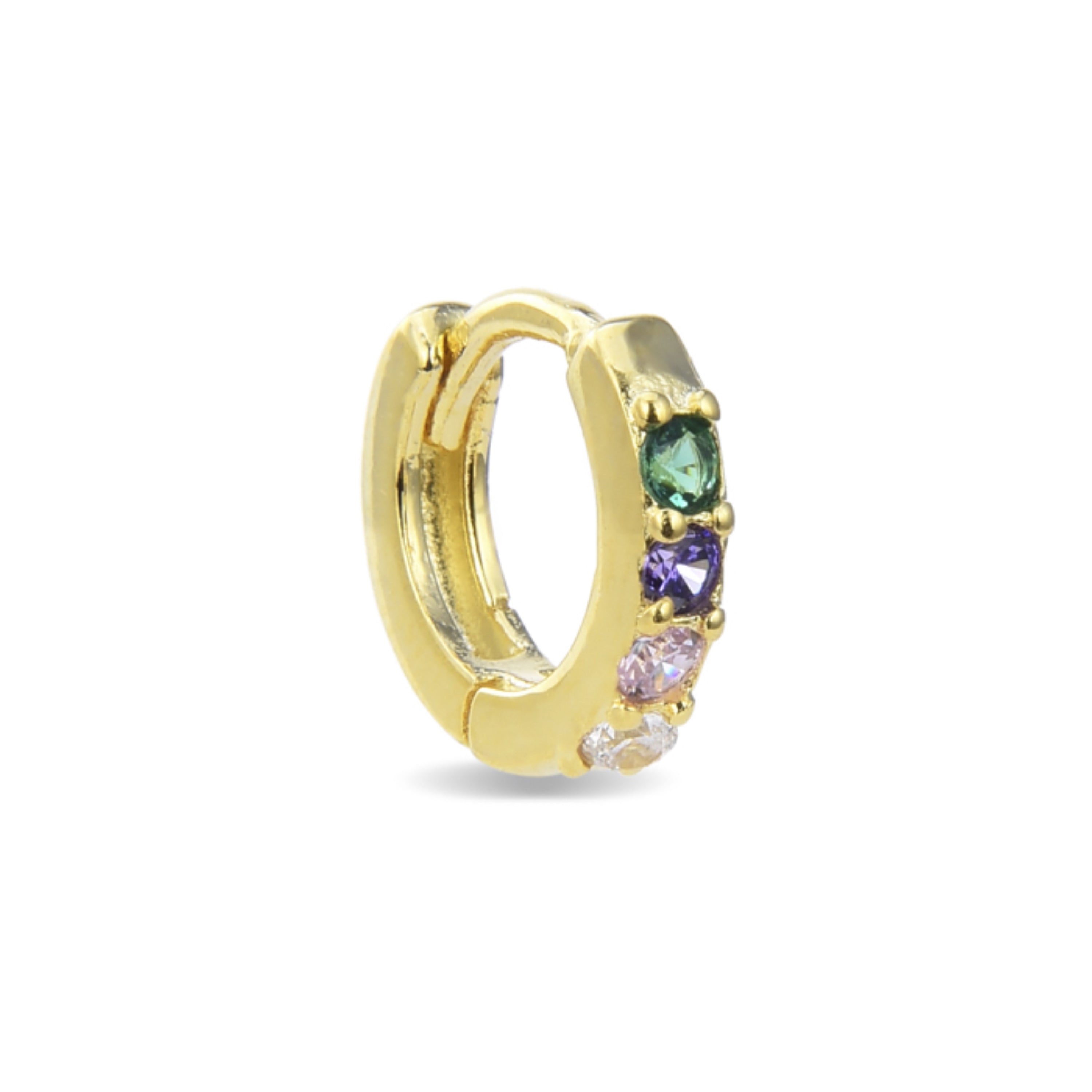 925 Sterling Silver Piercing with Multicolor Zirconia finished in 18K Yellow Gold - Ansung