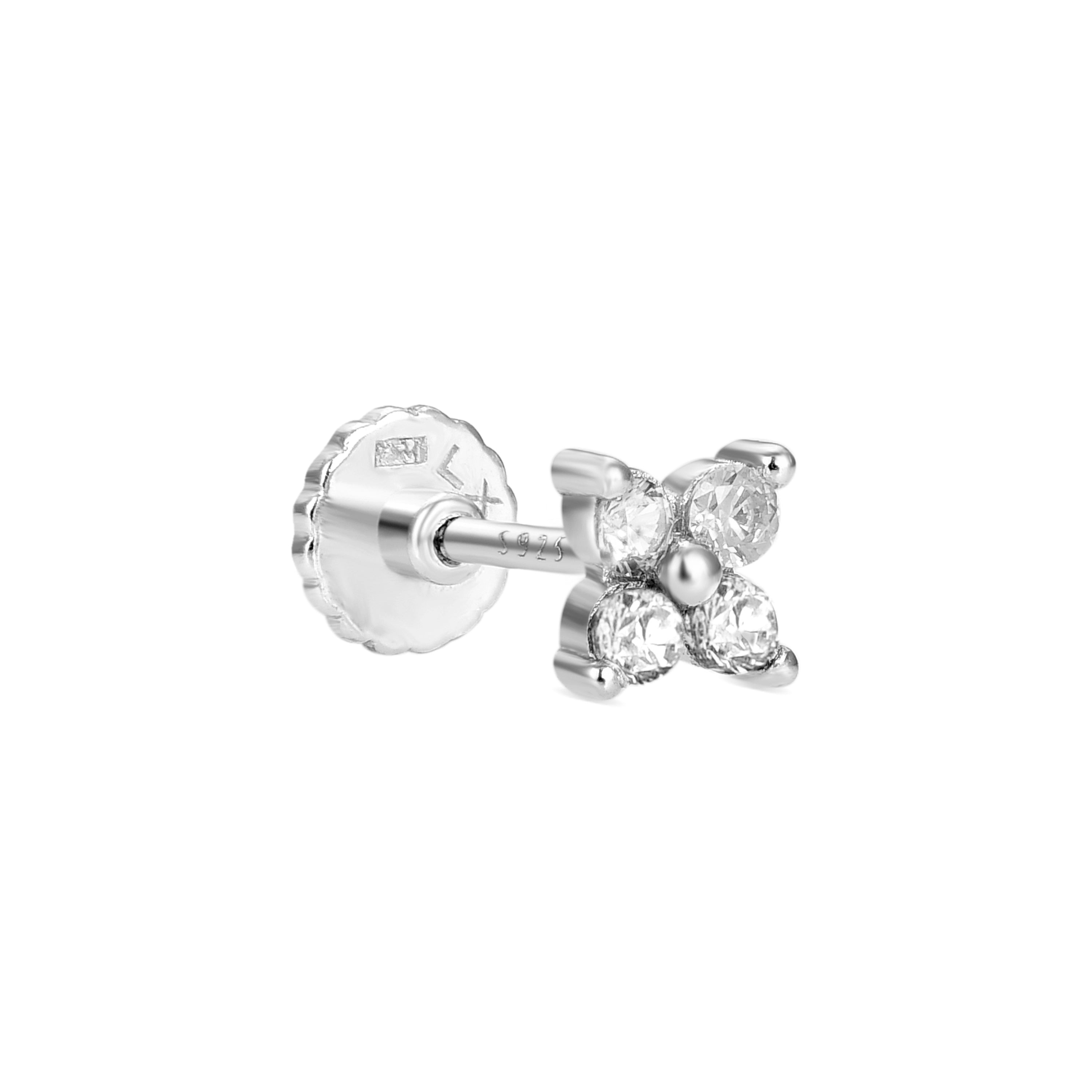 925 Sterling Silver Piercing with Brilliant Zirconia in Rhodium Finish - Terwise