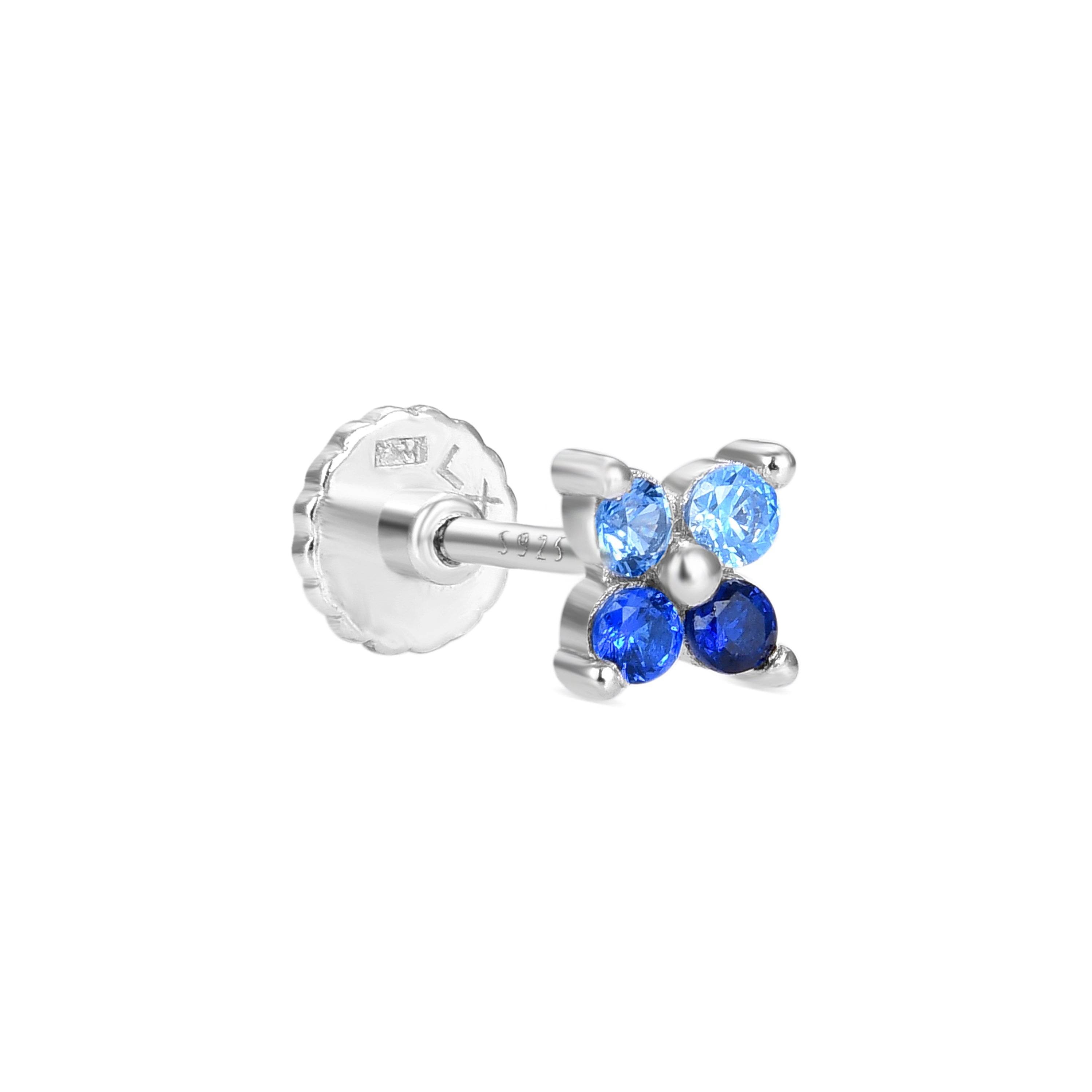 925 Sterling Silver Piercing with Sapphire Zirconia in Rhodium Finish - Terwise