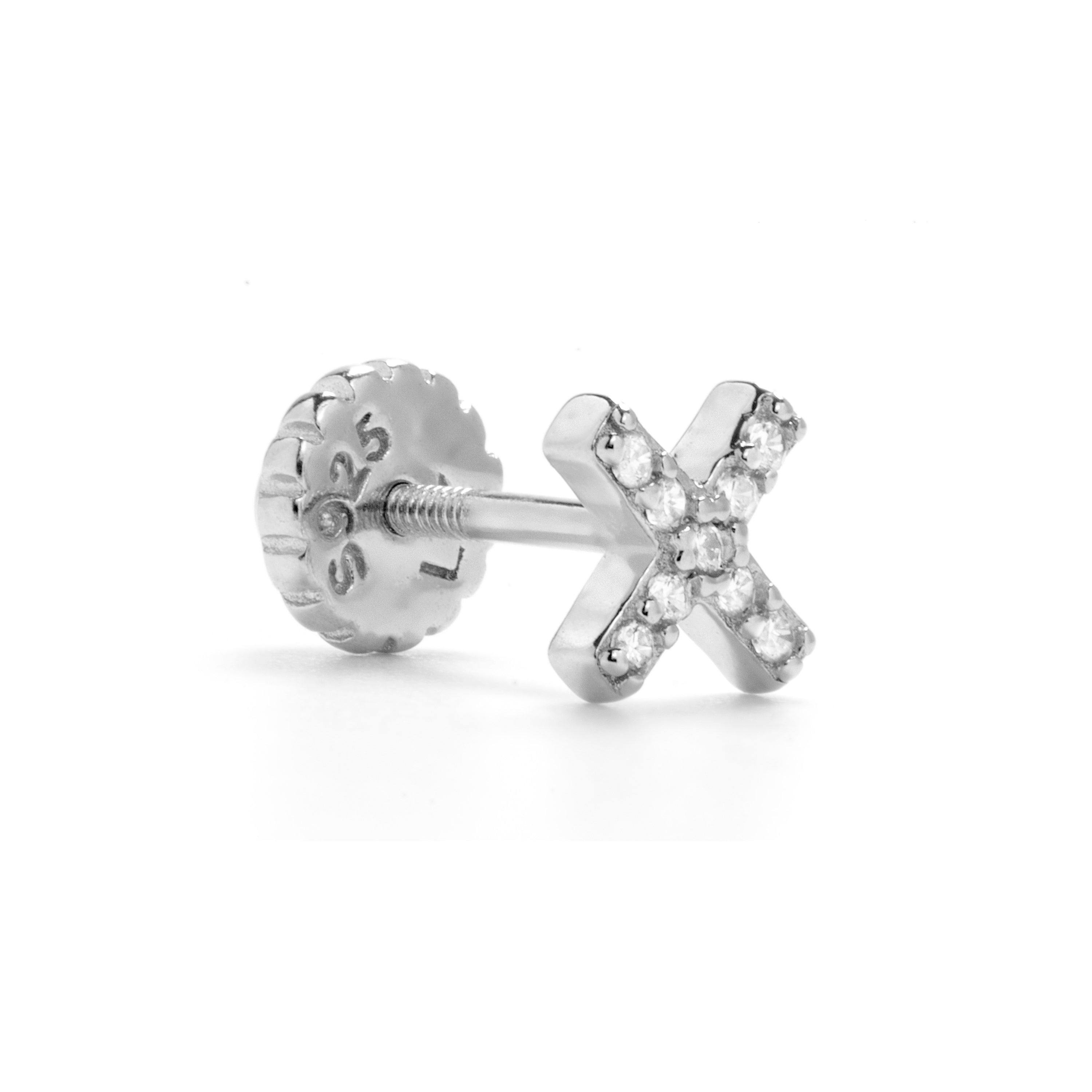 925 Sterling Silver Piercing with Brilliant Zirconia in Rhodium Finish - Garlin
