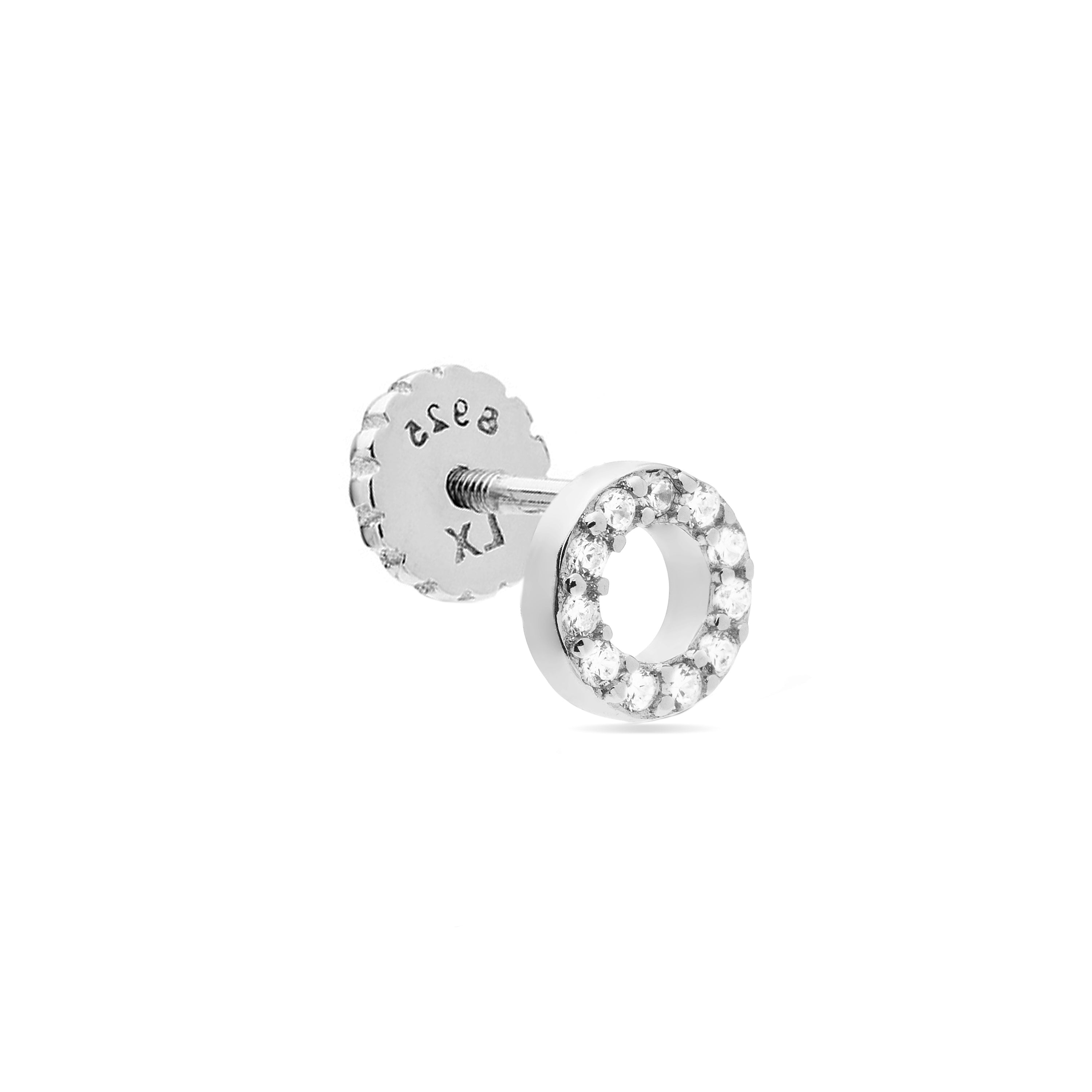925 Sterling Silver Piercing with Brilliant Zirconia in Rhodium Finish - Nyaris