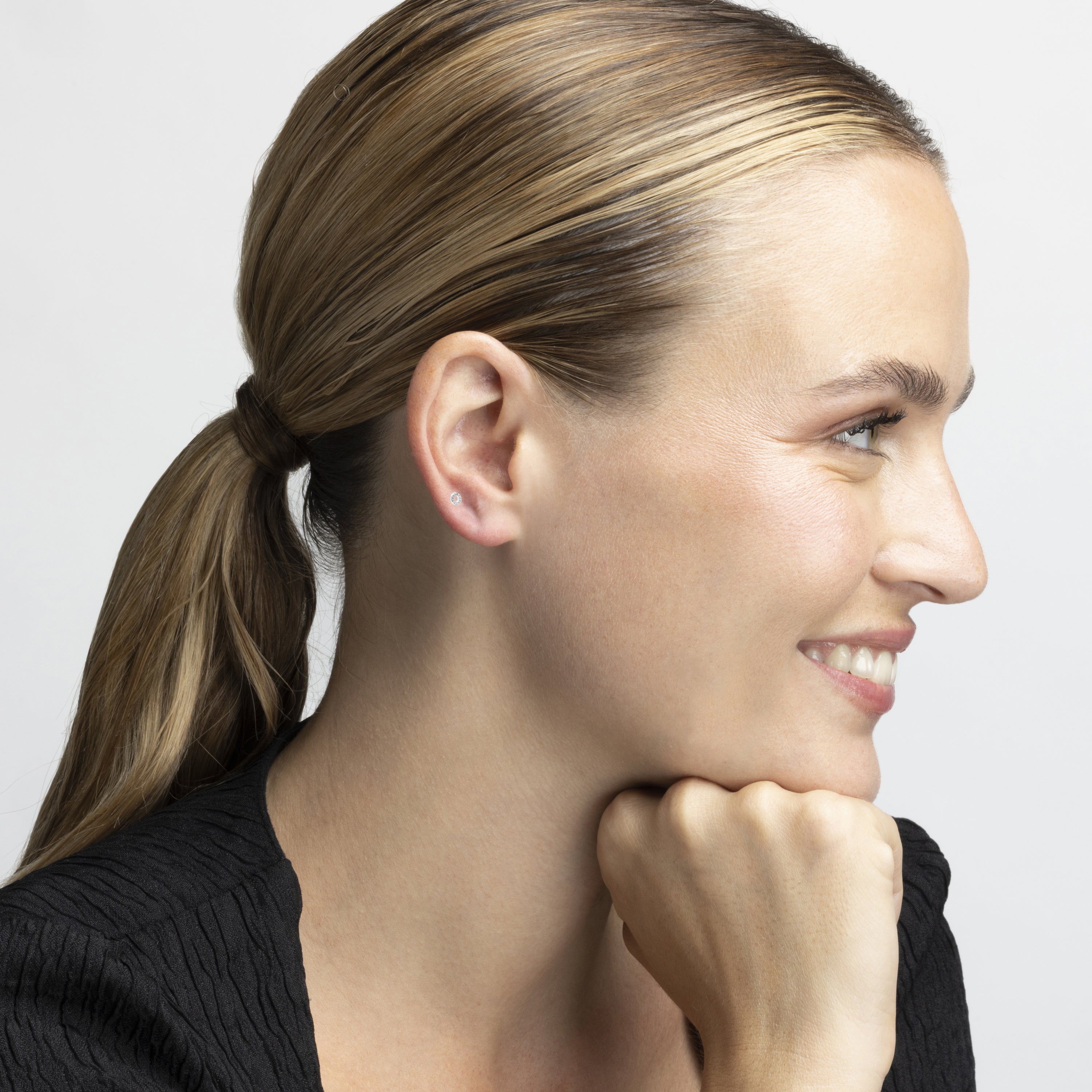 925 Sterling Silver Piercing with Brilliant Zirconia in Rhodium Finish - Nyaris