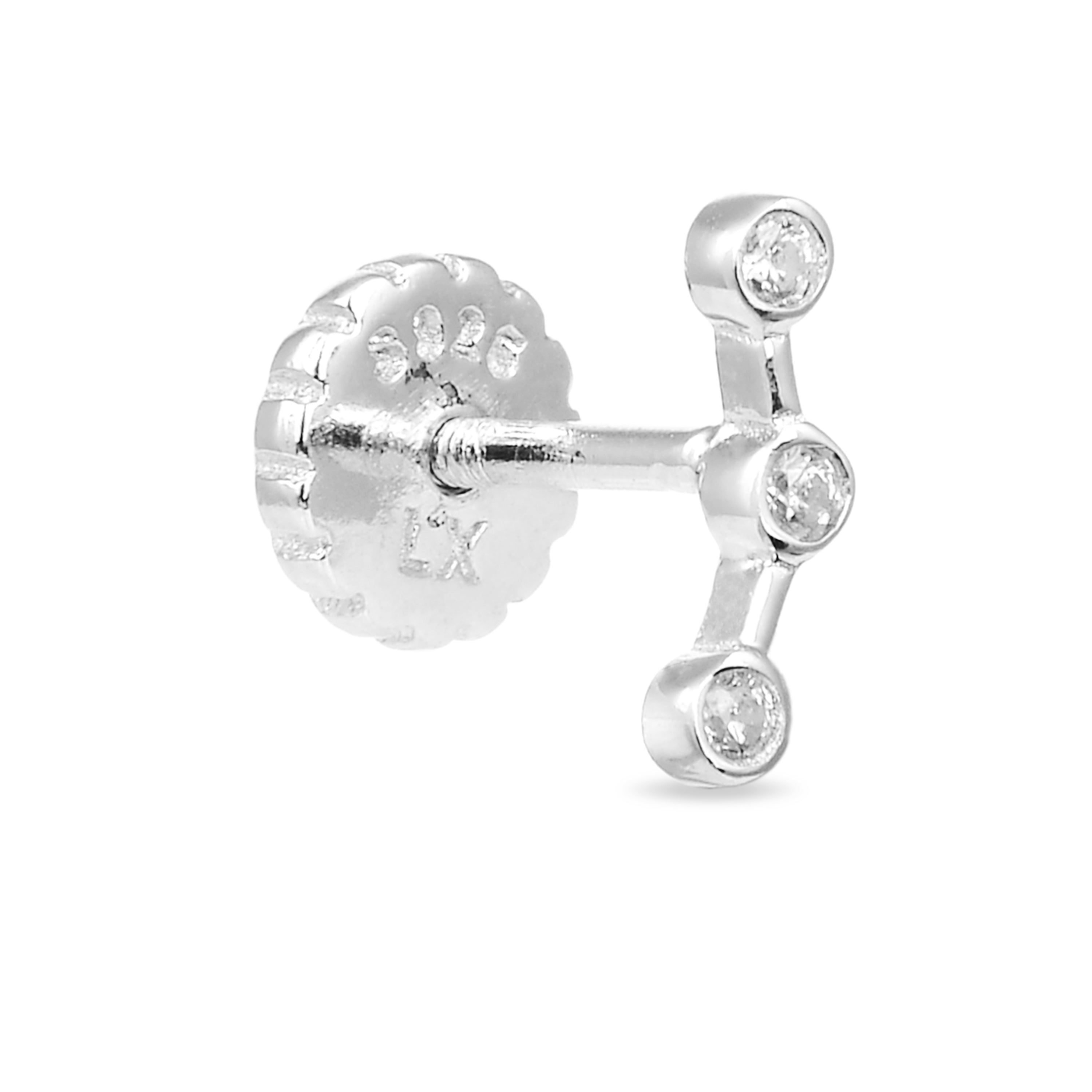 925 Sterling Silver Piercing with Shiny Zirconia finished in rhodium - Qant