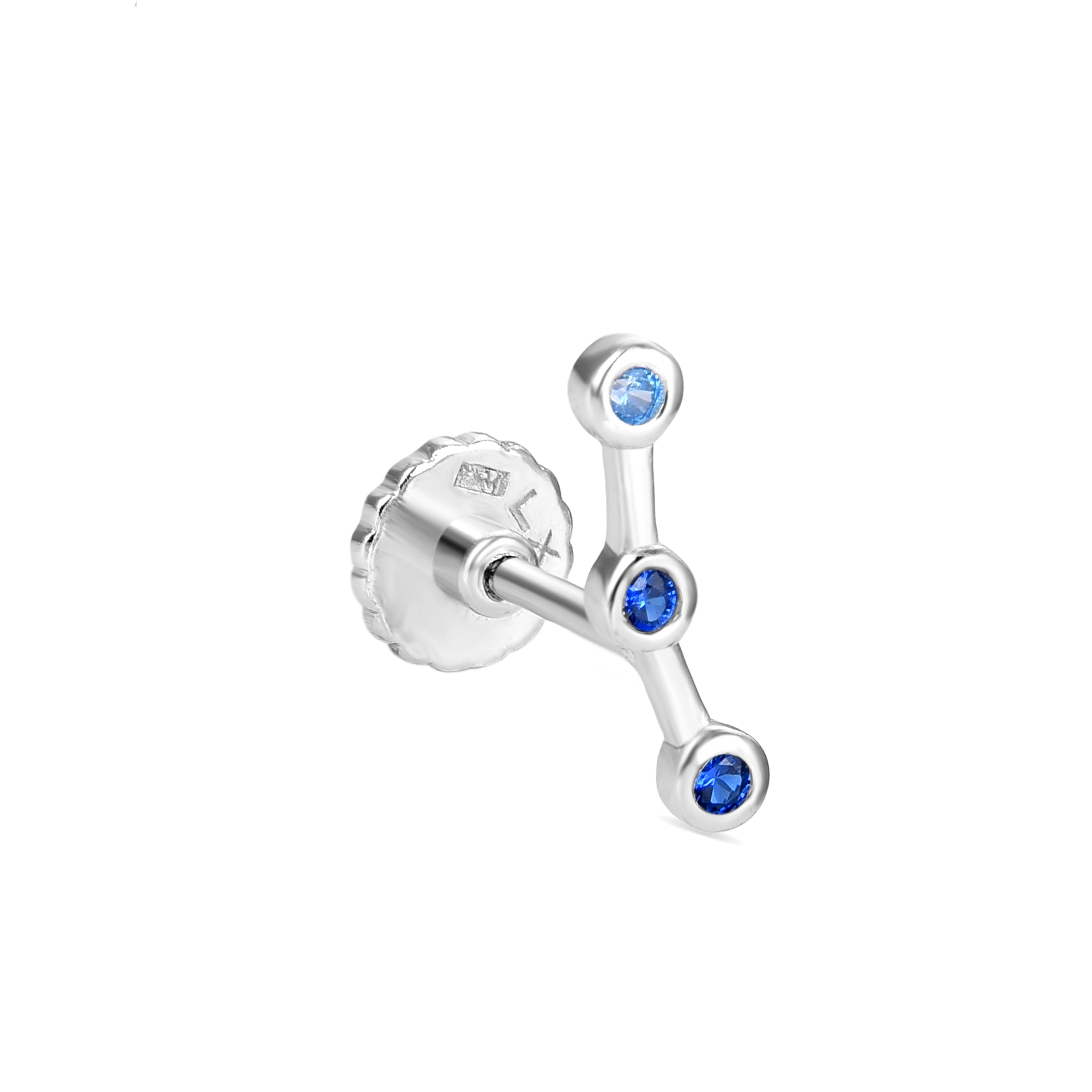 925 Sterling Silver Piercing with Sapphire Zirconia in Rhodium Finish - Qant