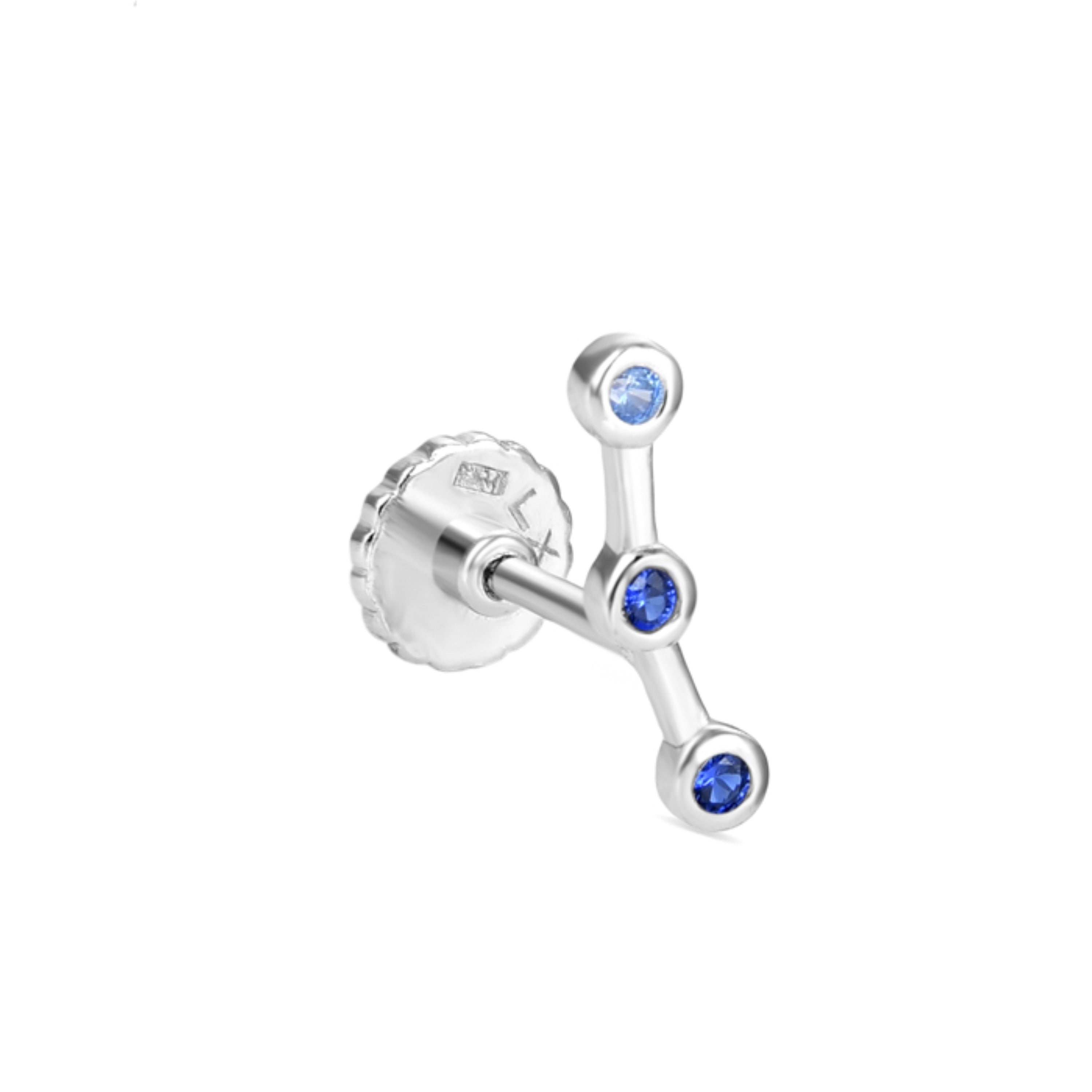 925 Sterling Silver Piercing with Sapphire Zirconia in Rhodium Finish - Qant