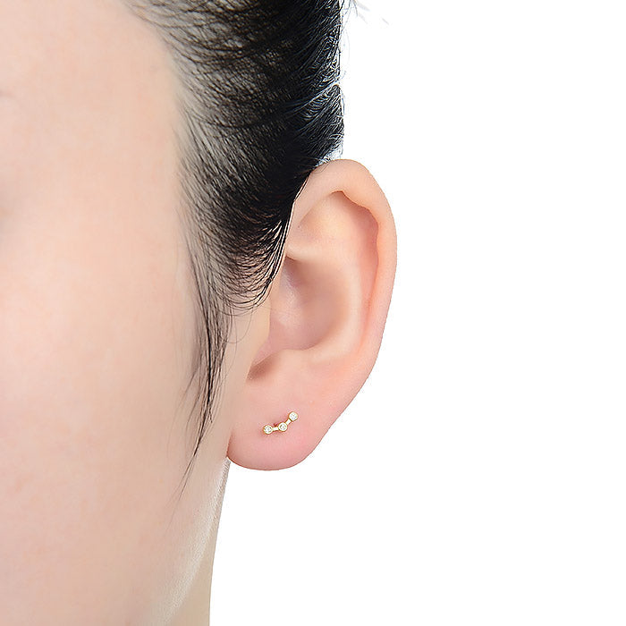 925 Sterling Silver Piercing with Brilliant Zirconia finished in 18K Yellow Gold - Qant