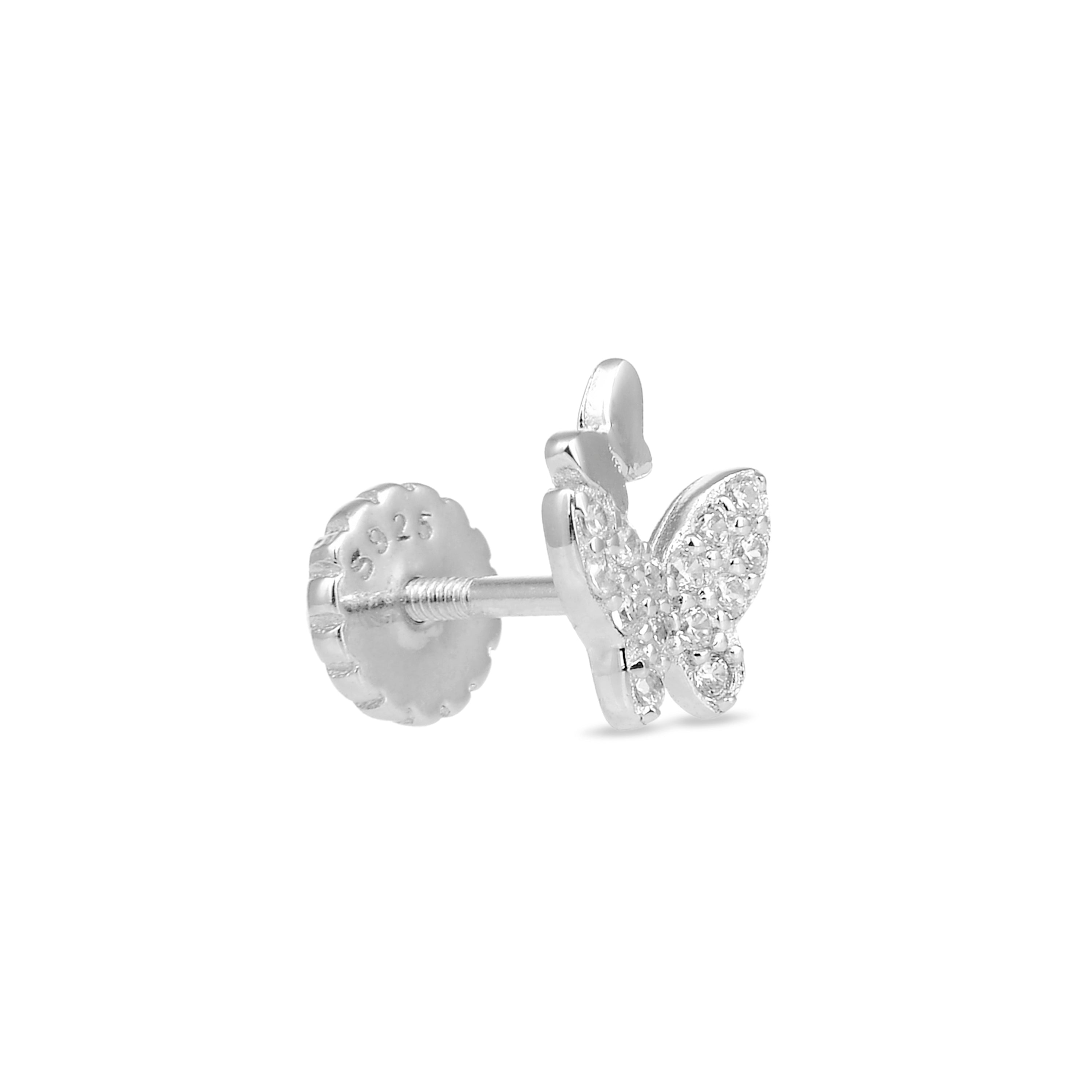 925 Sterling Silver Piercing with Brilliant Zirconia in Rhodium Finish - Lanin