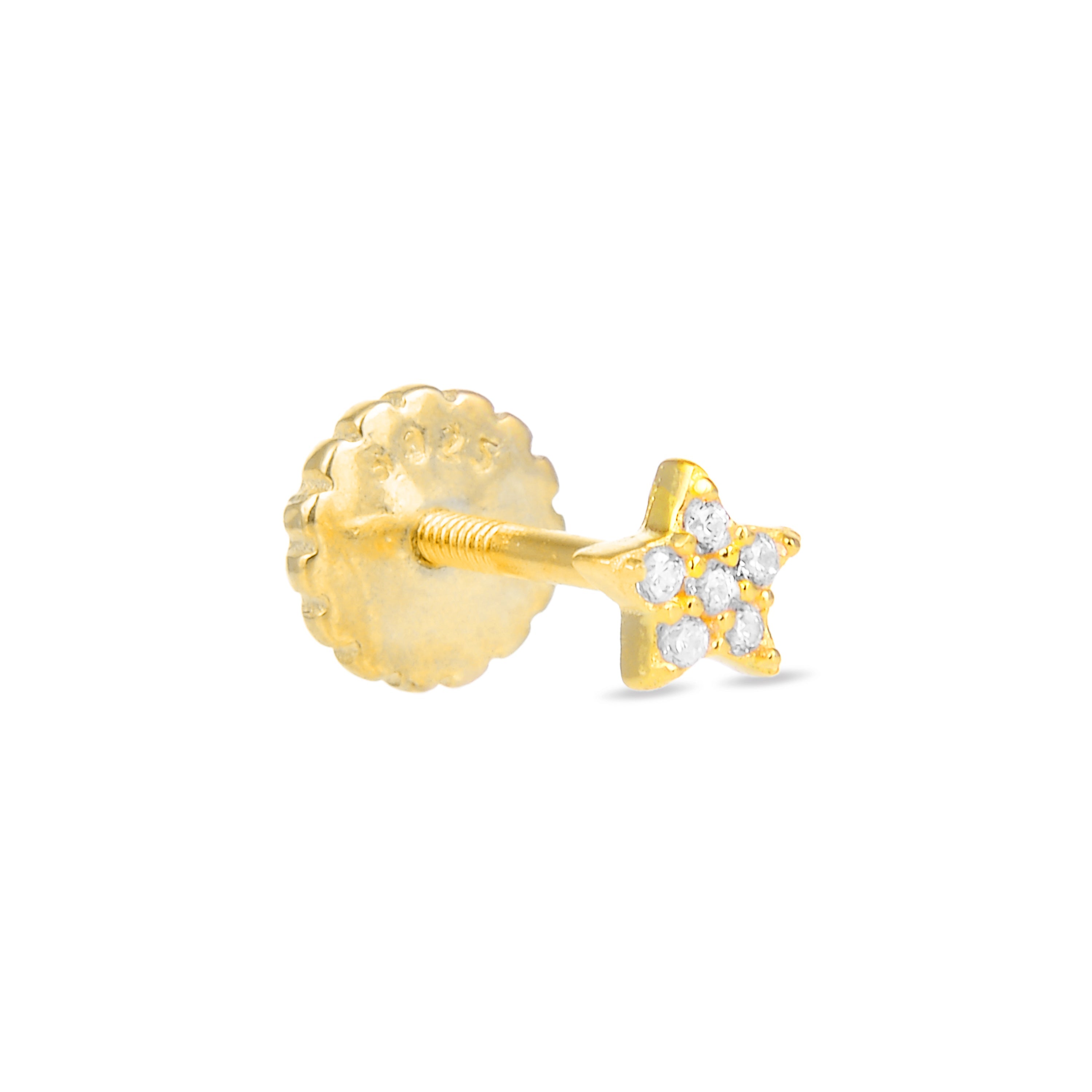 925 Sterling Silver Piercing with Brilliant Zirconia finished in 18K Yellow Gold - Tyulu