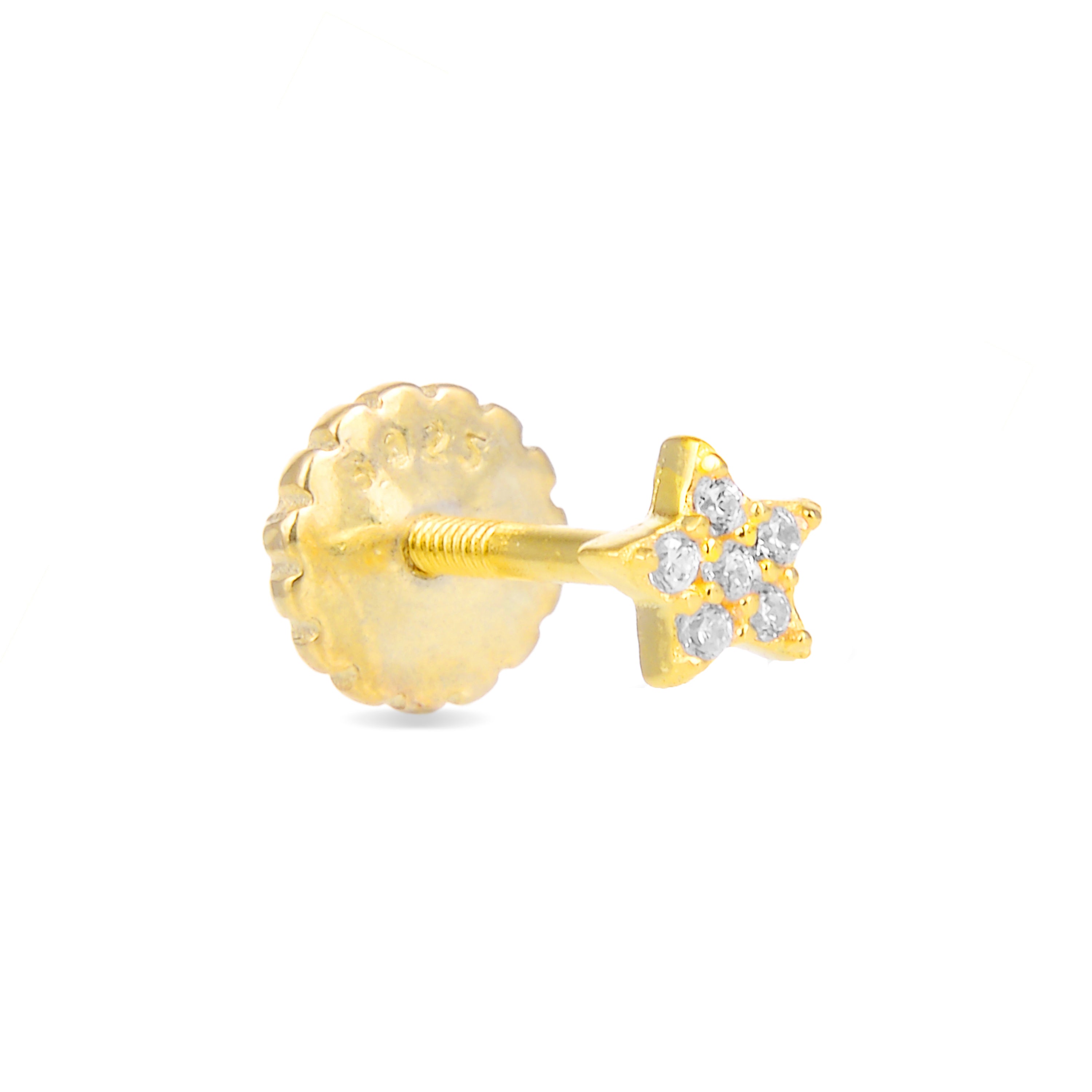 925 Sterling Silver Piercing with Brilliant Zirconia finished in 18K Yellow Gold - Tyulu