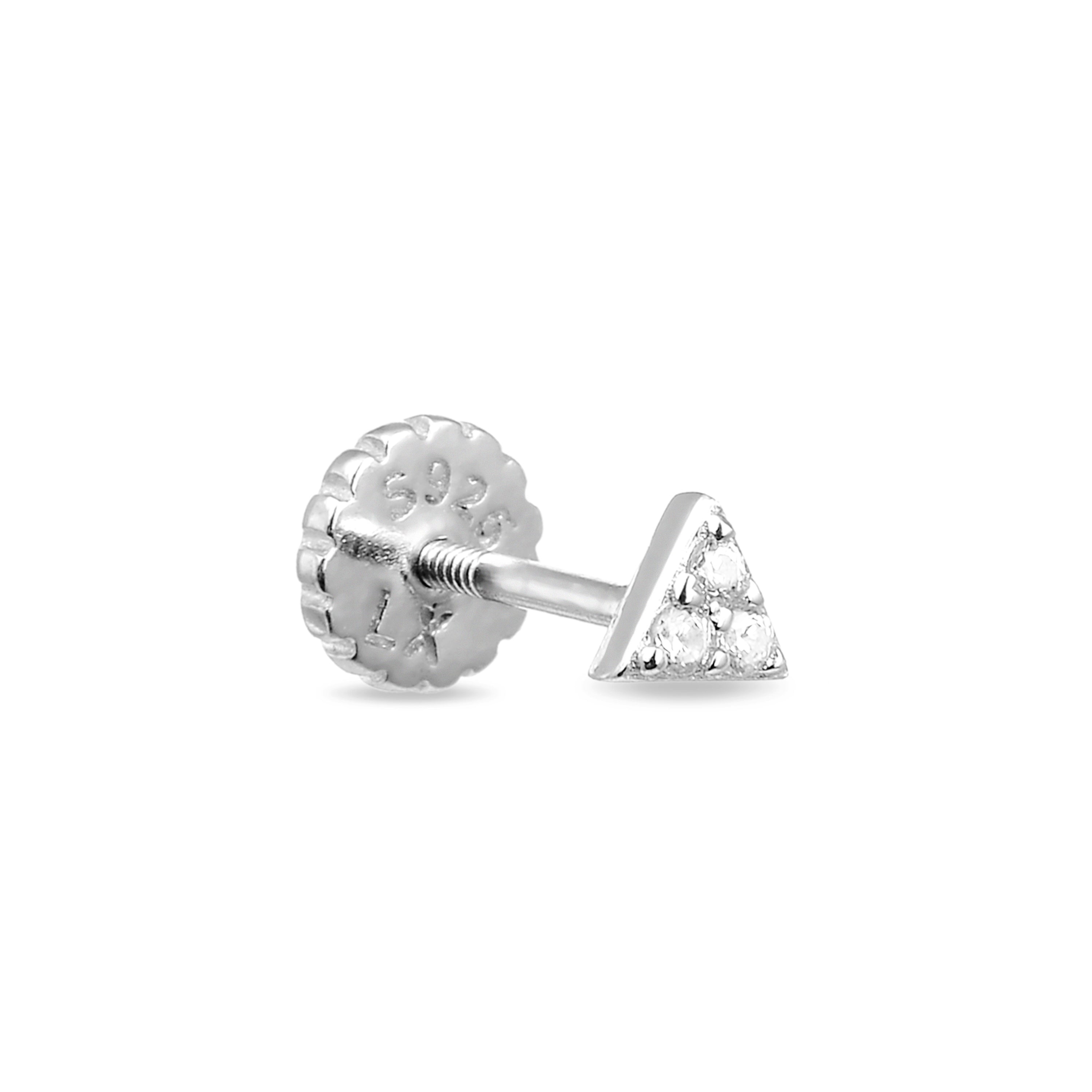 925 Sterling Silver Piercing with Brilliant Zirconia in Rhodium Finish - Calye