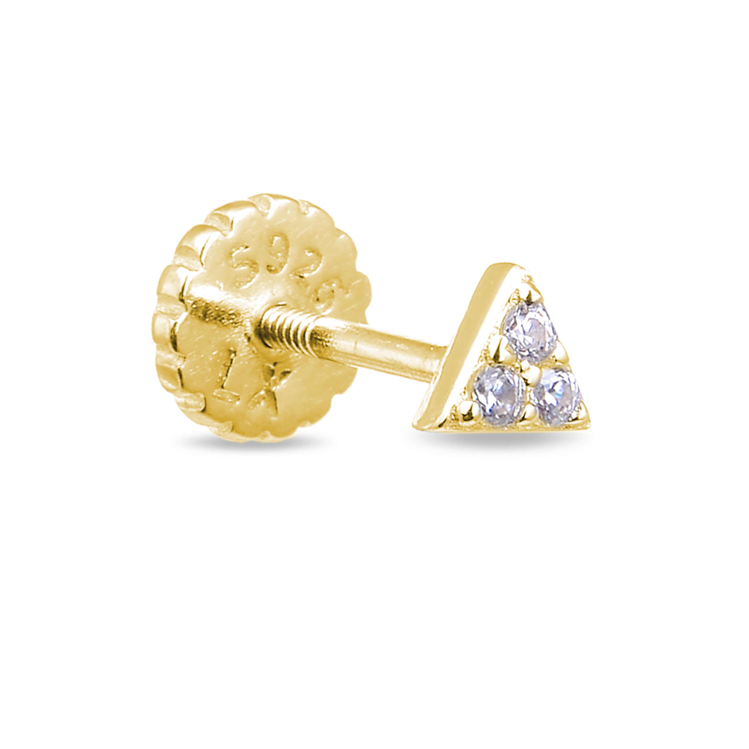 925 Sterling Silver Piercing with Brilliant Zirconia finished in 18K Yellow Gold - Calye