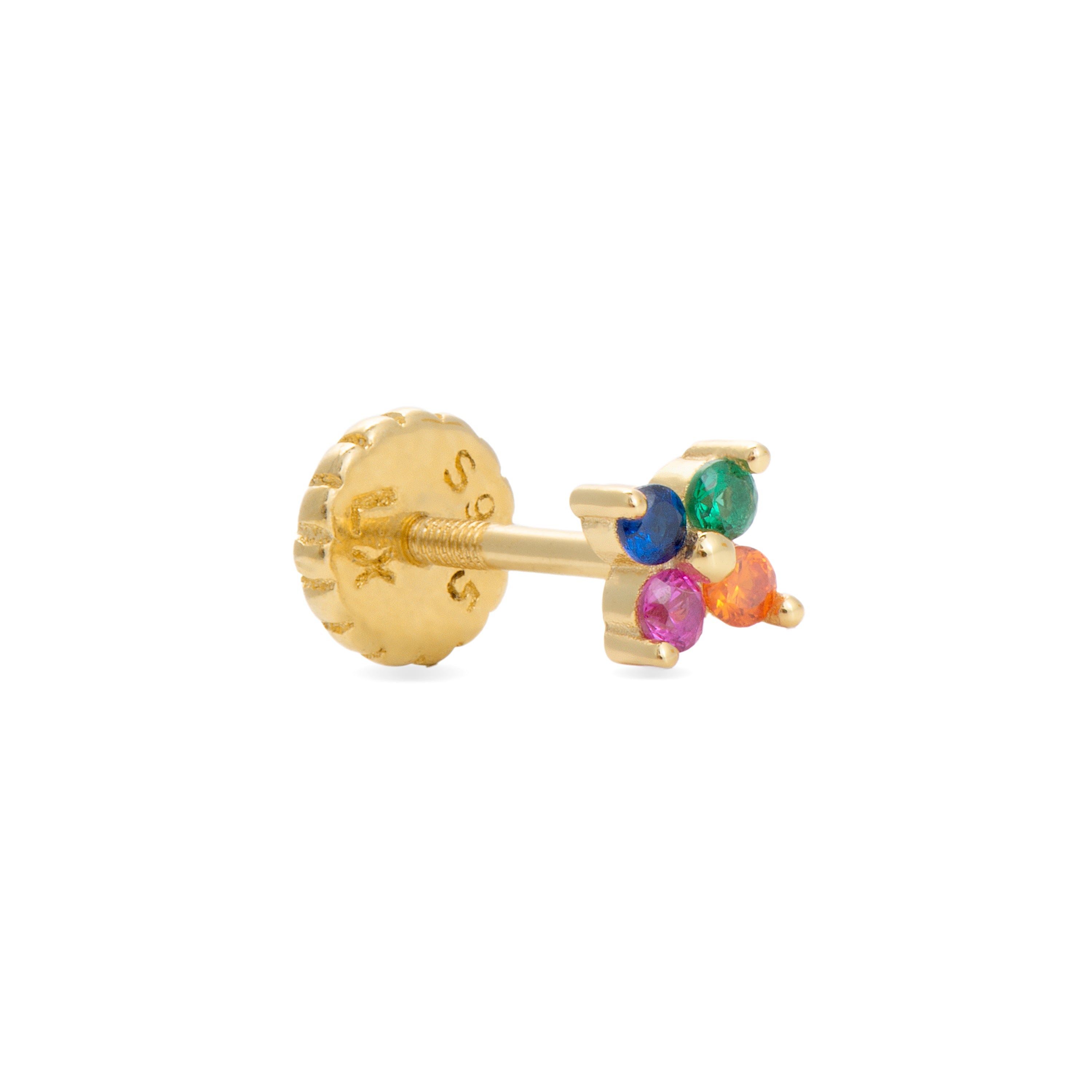 925 Sterling Silver Piercing with Multicolor Zirconia Finished in 18K Yellow Gold - Phanvi