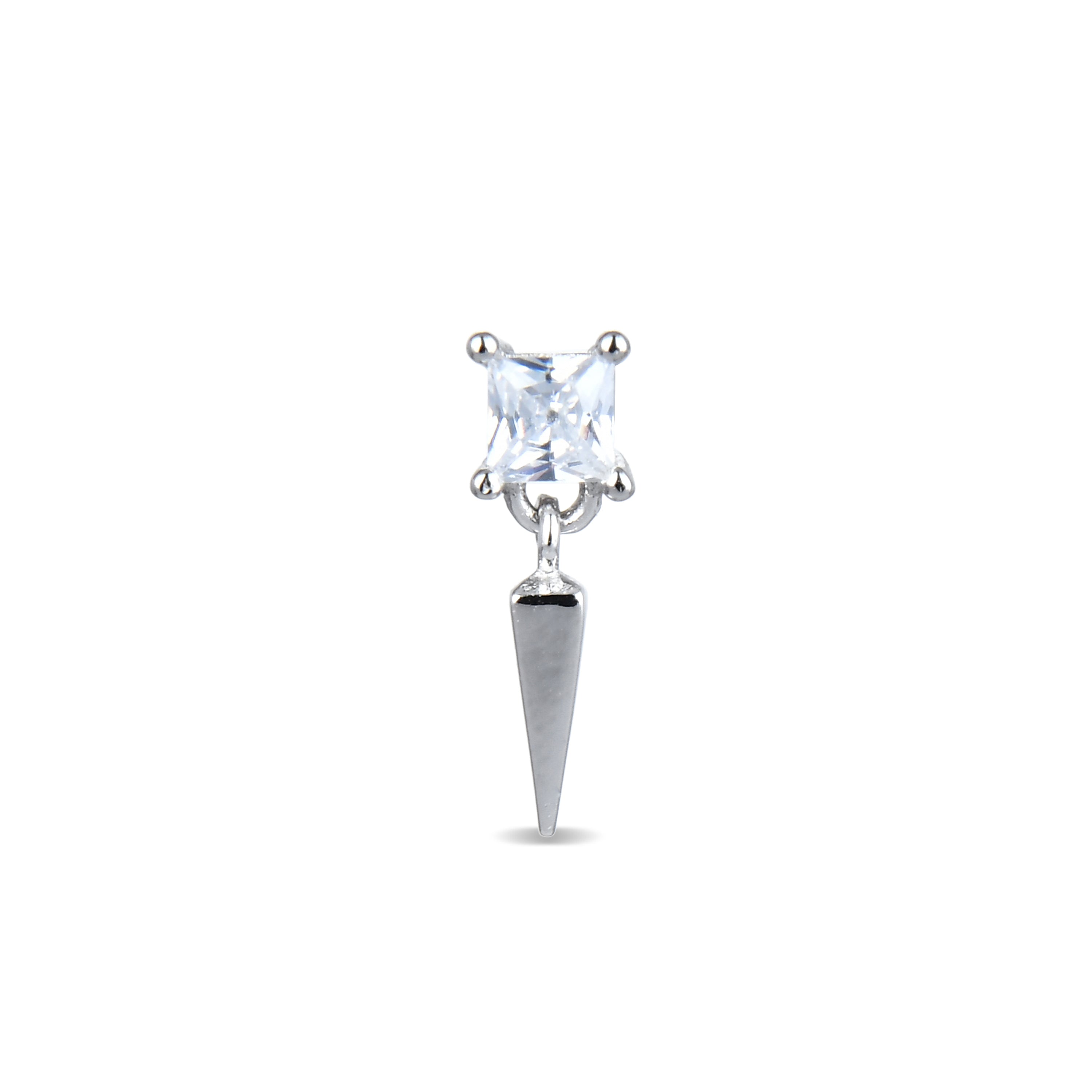 925 Sterling Silver Piercing with Brilliant Zirconia in Rhodium Finish - Skelk