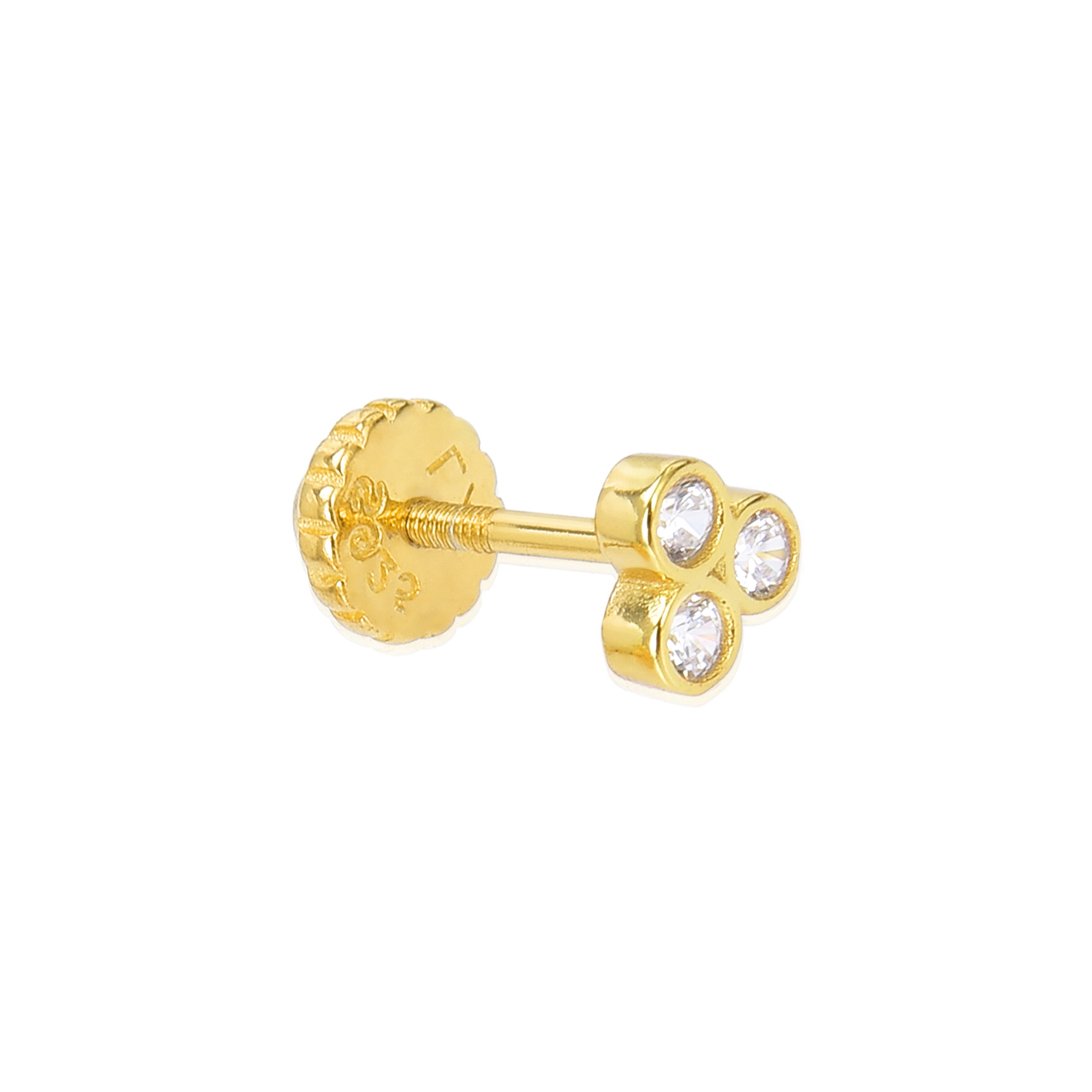 925 Sterling Silver Piercing with Brilliant Zirconia finished in 18K yellow gold - Abdel