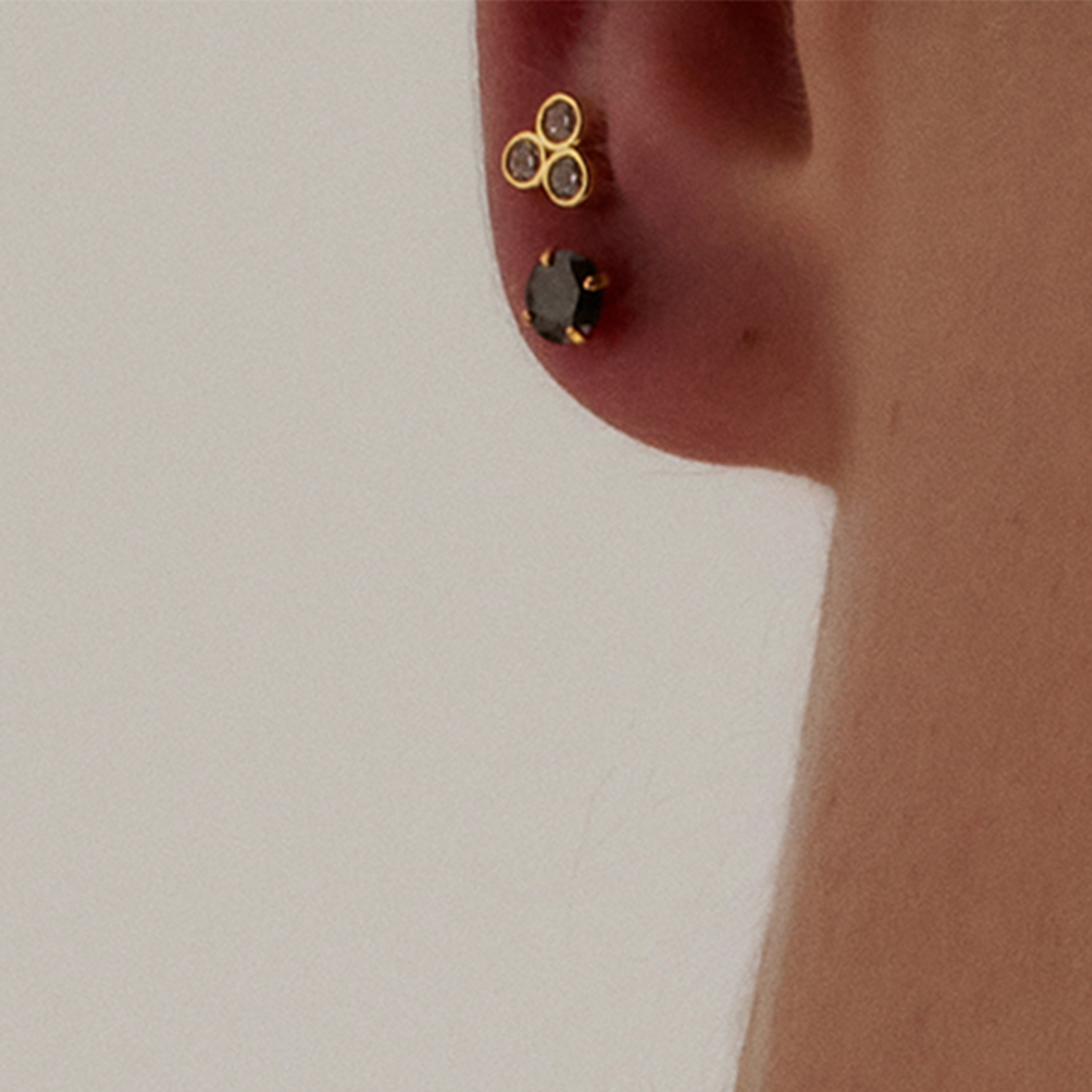 925 Sterling Silver Piercing with Brilliant Zirconia finished in 18K yellow gold - Abdel