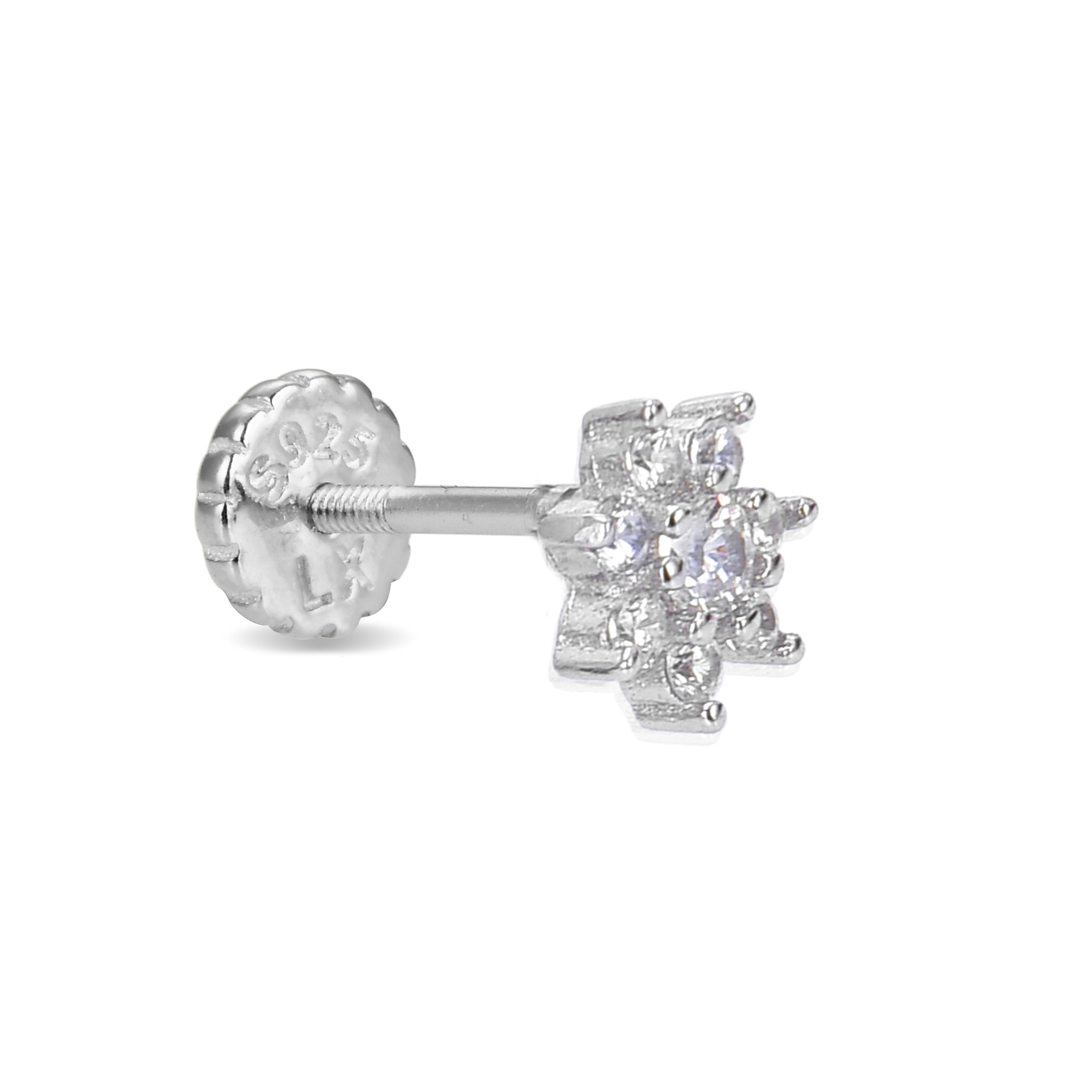 925 Sterling Silver Piercing with Brilliant Zirconia in Rhodium Finish - Fanti