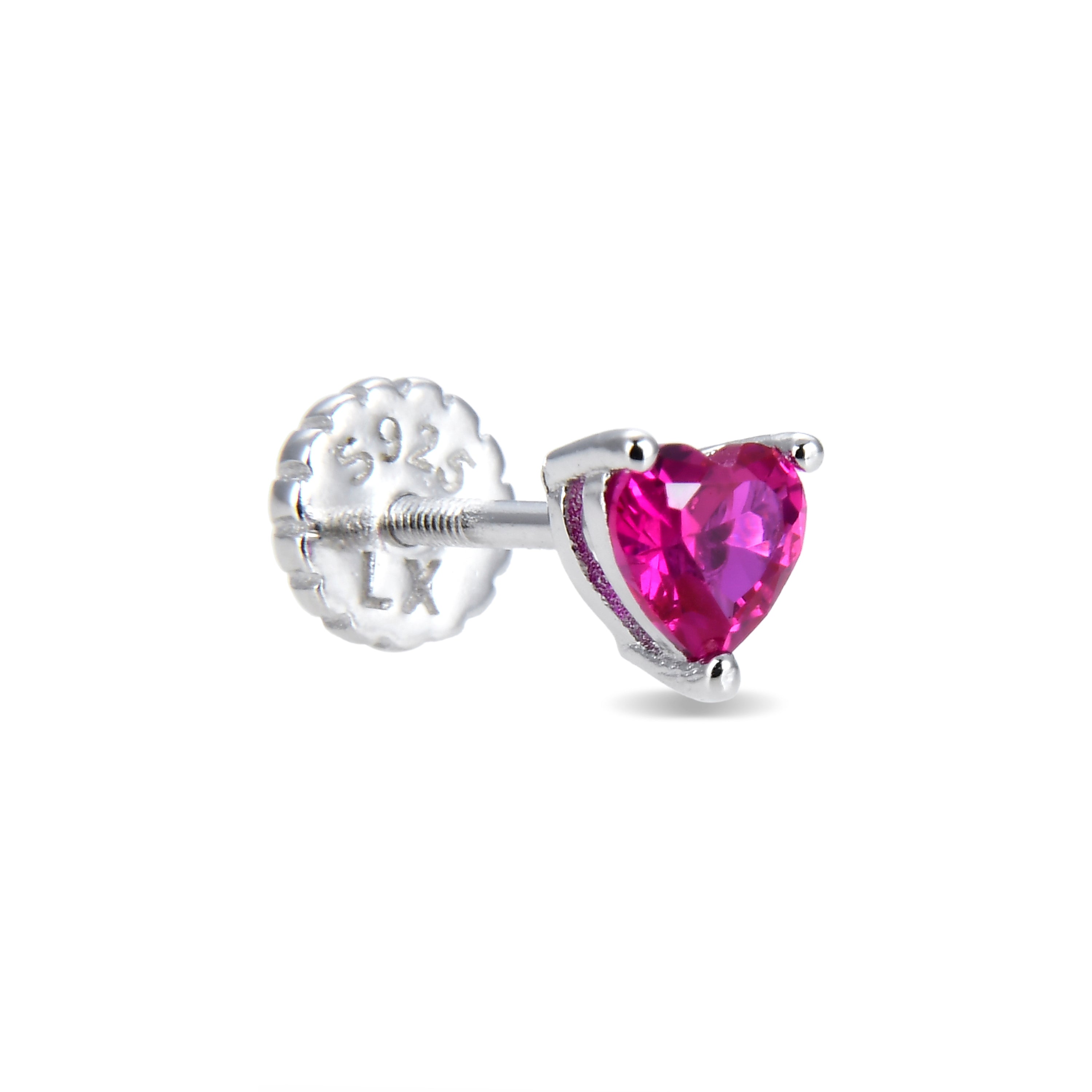 925 Sterling Silver Piercing with Ruby Zirconia and Rhodium Finish - Starki