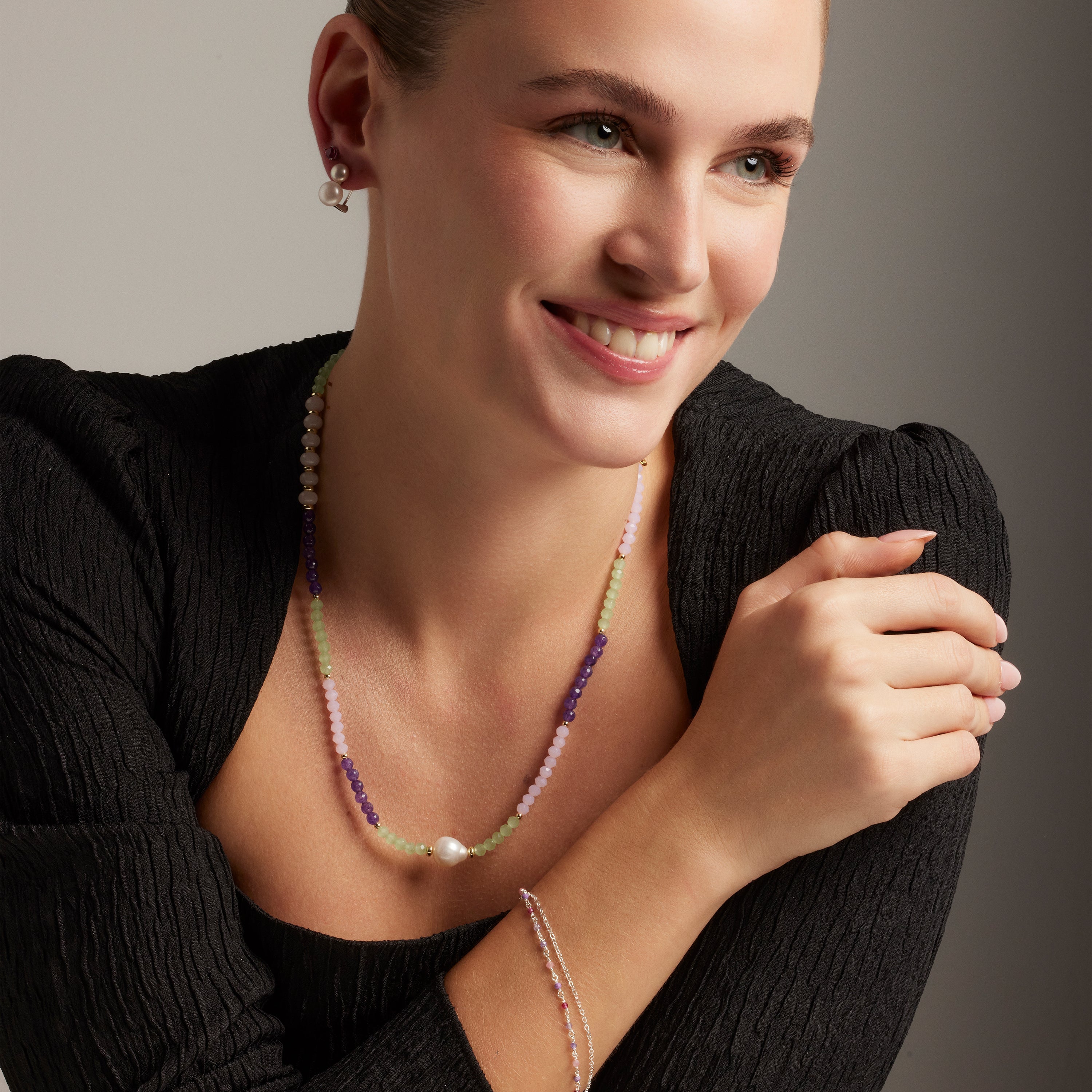 925 Sterling Silver Piercing with Ruby Zirconia and Rhodium Finish - Starki