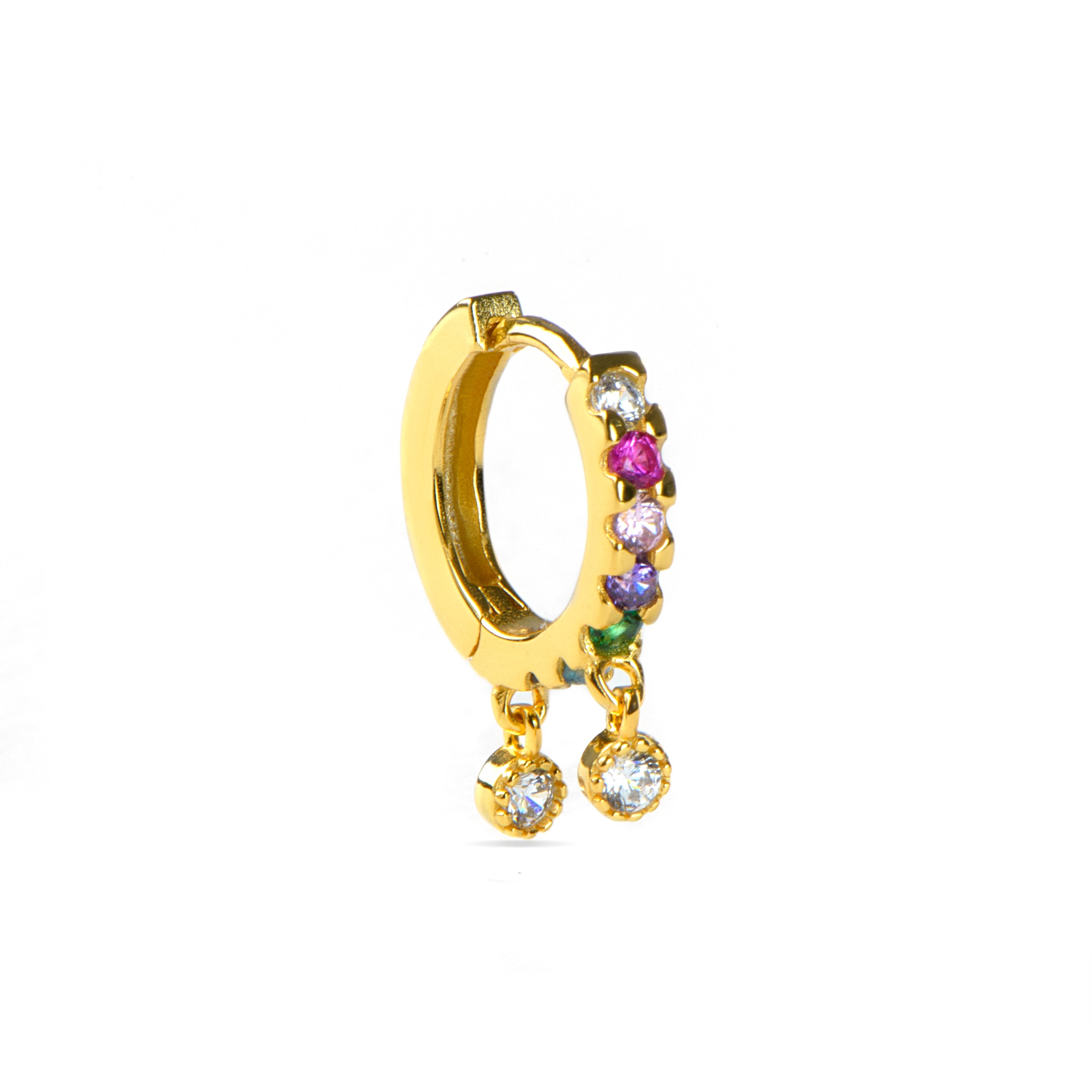 925 Sterling Silver Piercing with Multicolor Zirconia Finished in 18K Yellow Gold - Eser