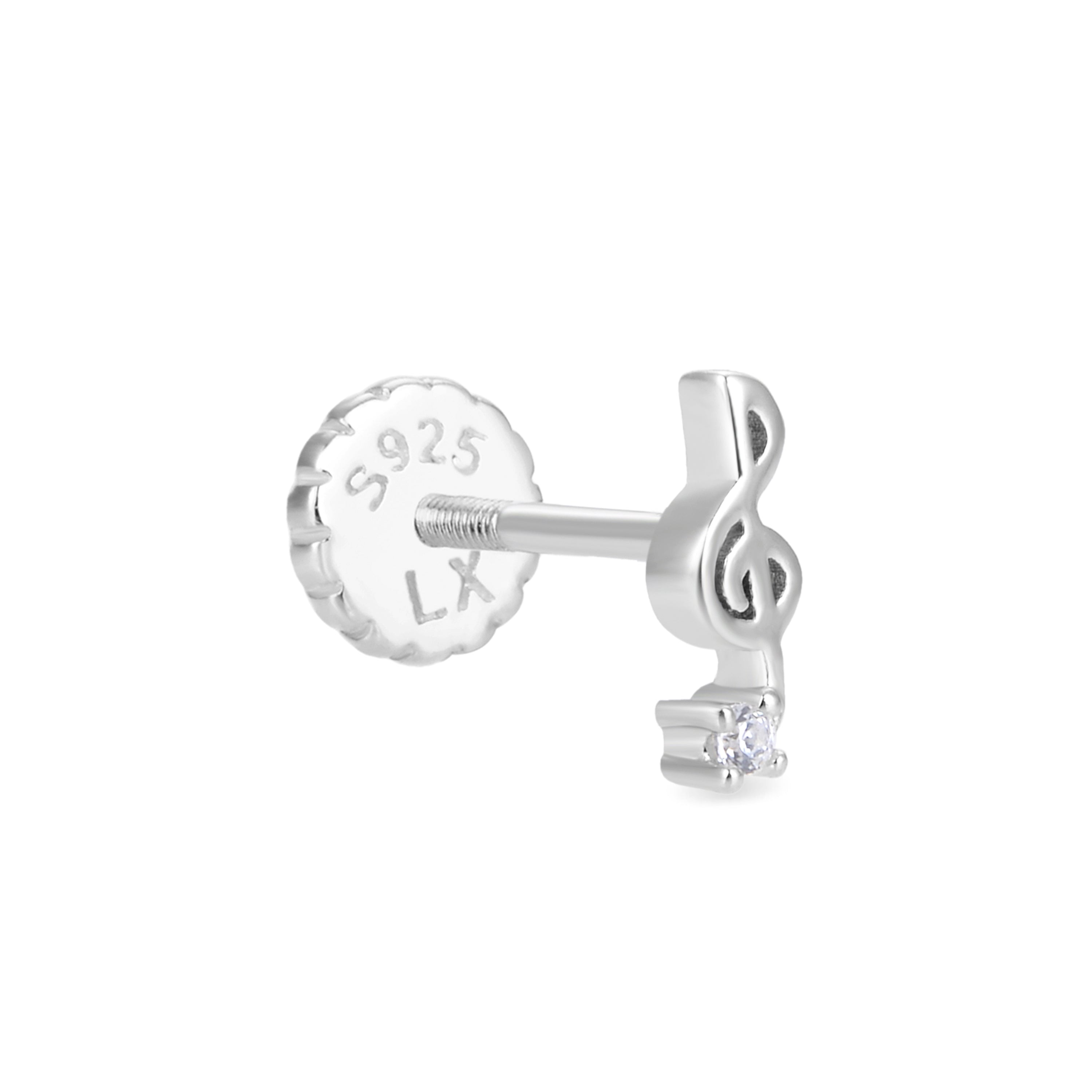 925 Sterling Silver Piercing with Brilliant Zirconia in Rhodium Finish - Tiha