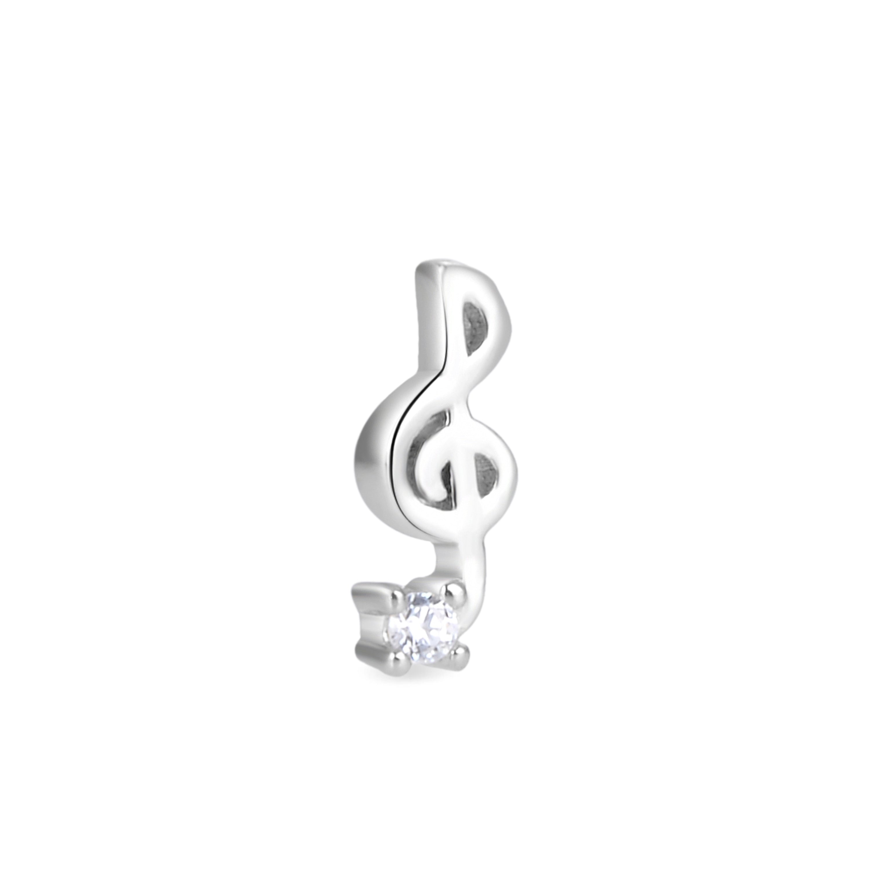 925 Sterling Silver Piercing with Brilliant Zirconia in Rhodium Finish - Tiha
