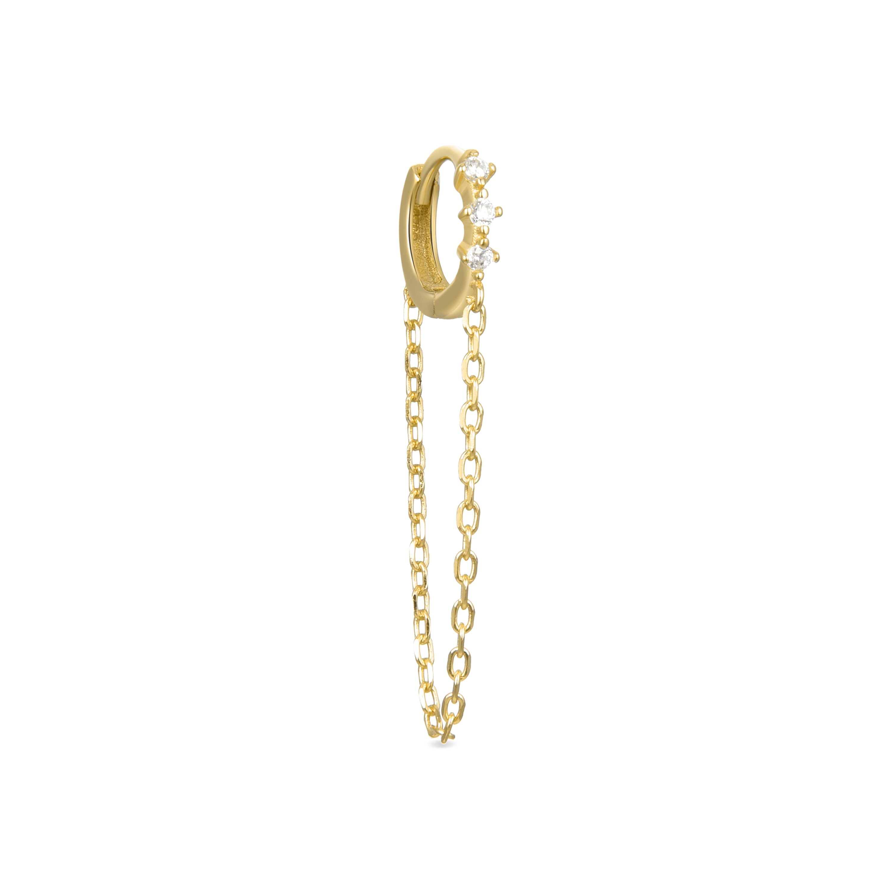 925 Sterling Silver Piercing with Brilliant Zirconia finished in 18K Yellow Gold - Lanuh