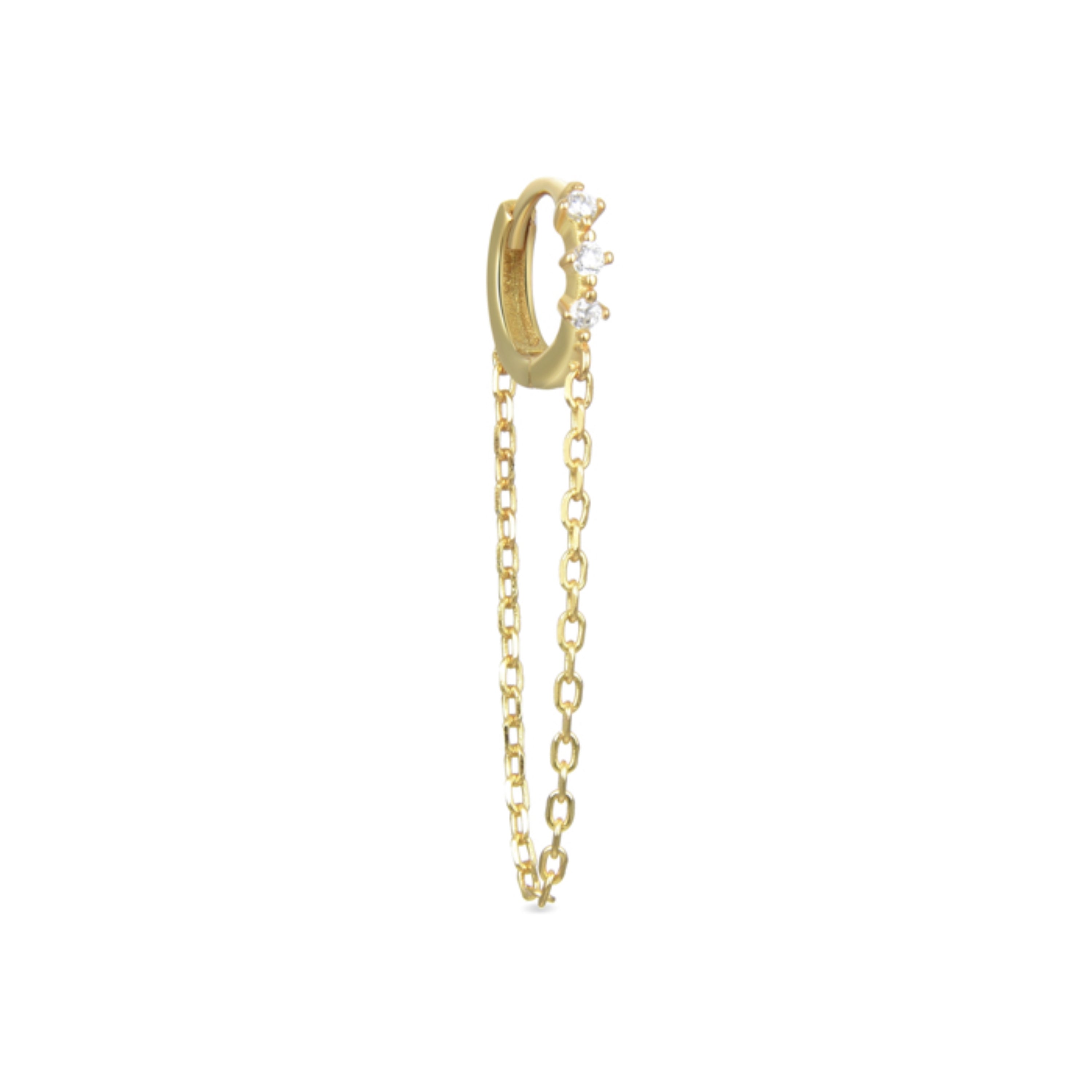 925 Sterling Silver Piercing with Brilliant Zirconia finished in 18K Yellow Gold - Lanuh