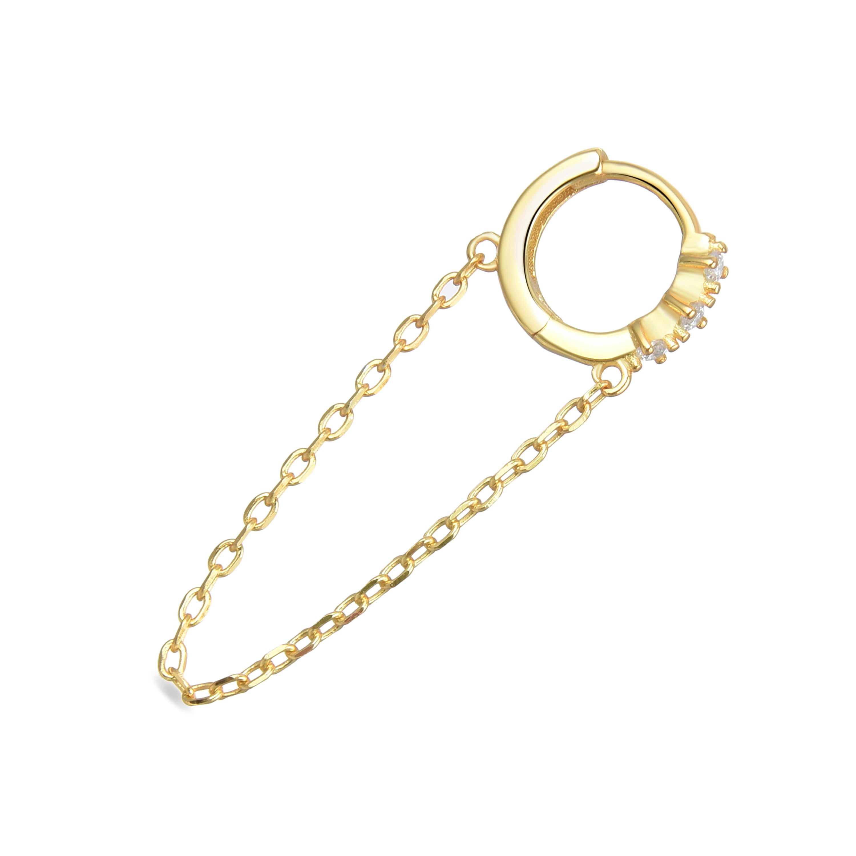 925 Sterling Silver Piercing with Brilliant Zirconia finished in 18K Yellow Gold - Lanuh