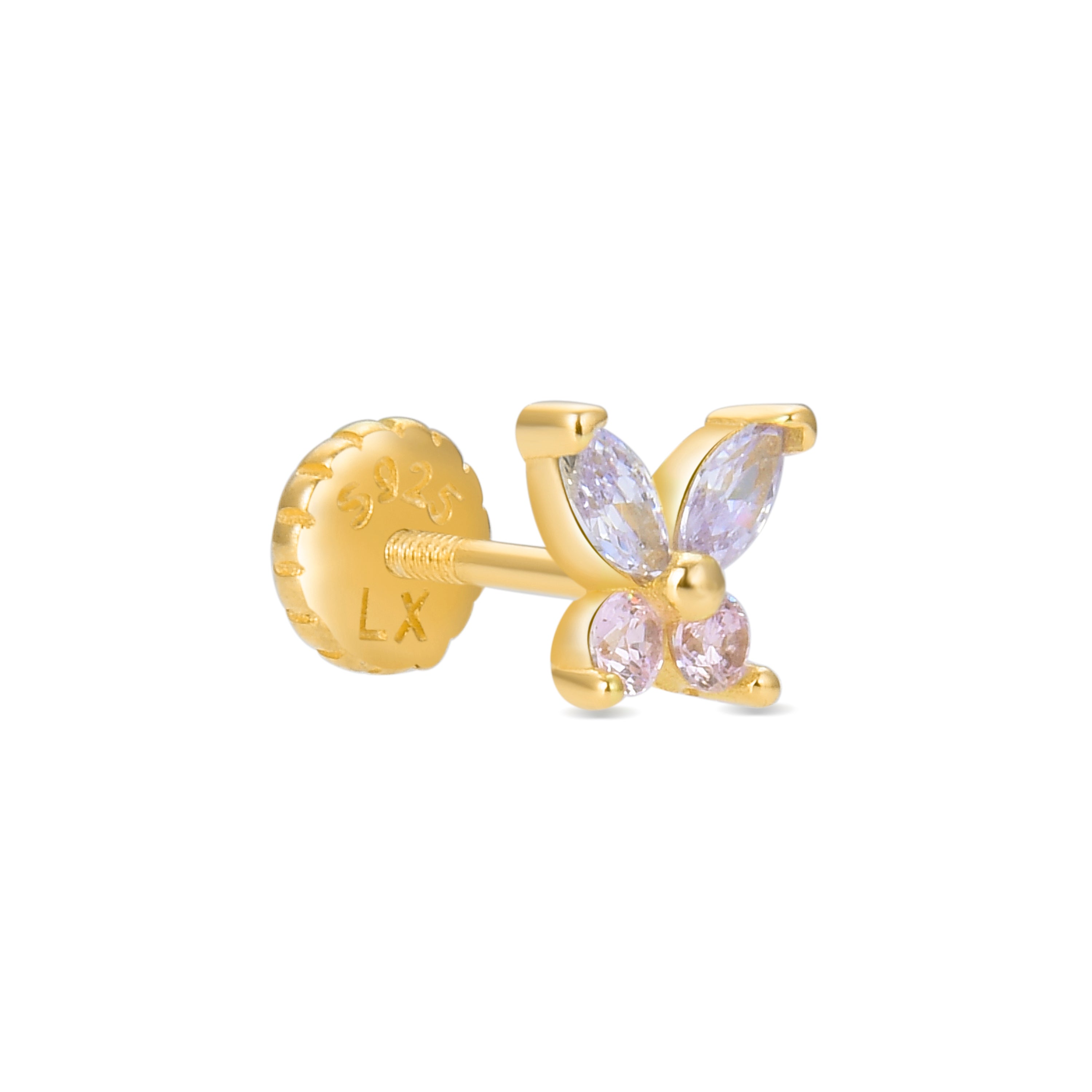 925 Sterling Silver Piercing with Multicolor Zirconia Finished in 18K Yellow Gold - Sysya