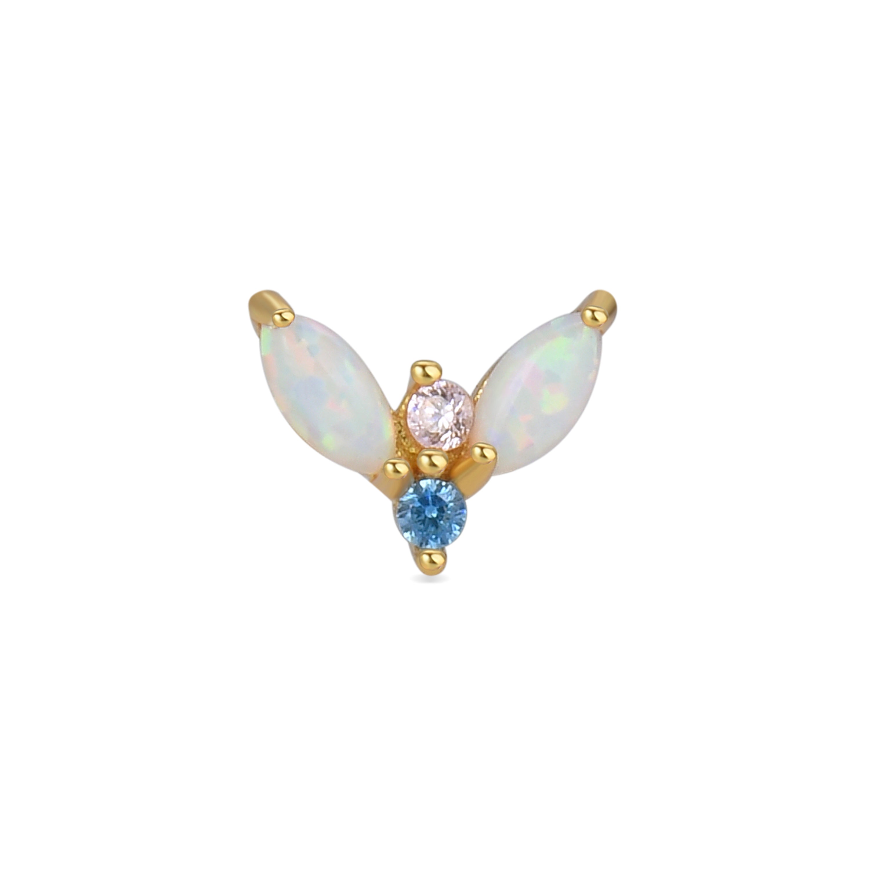 925 Sterling Silver Piercing with Multicolor Zirconia finished in 18K yellow gold - Ly