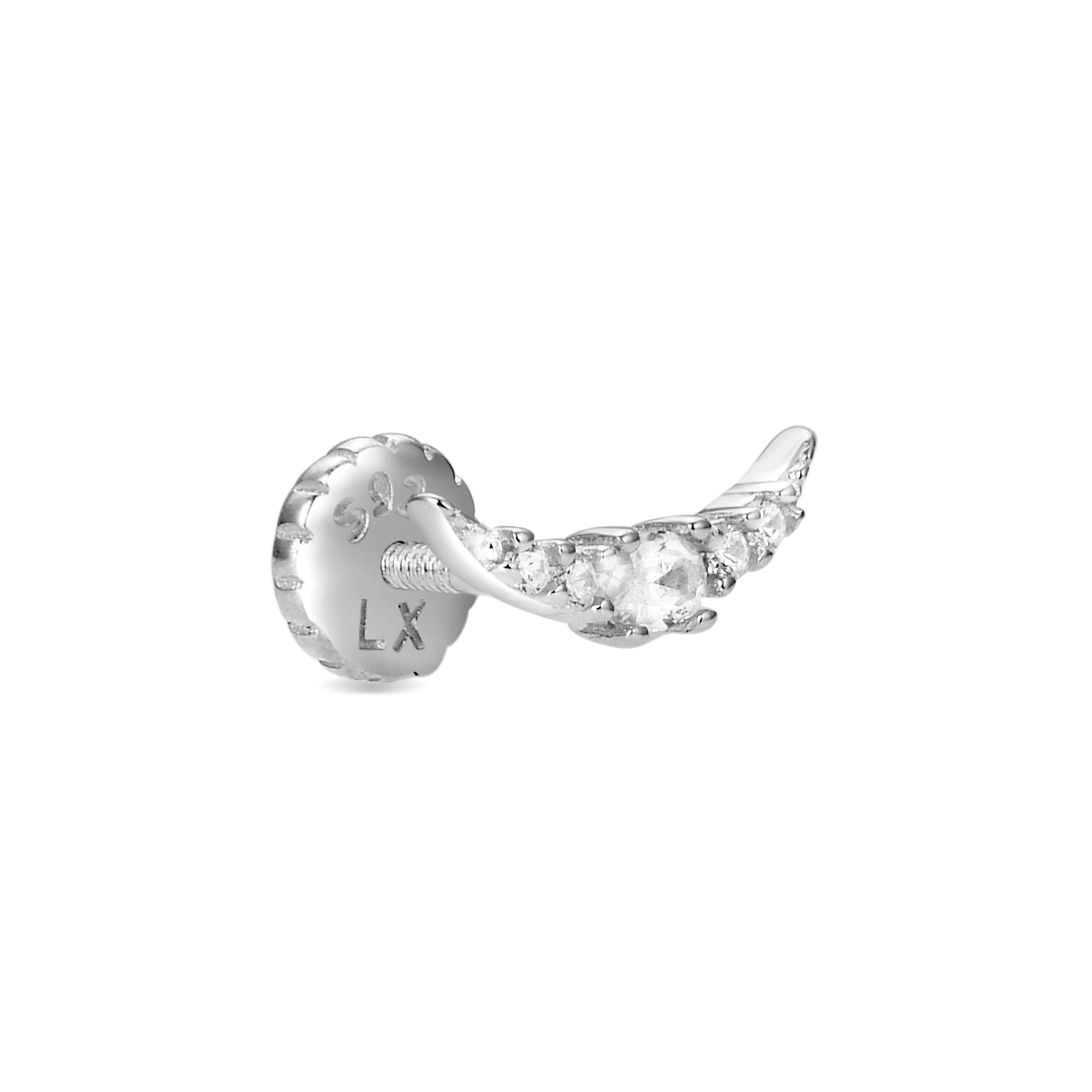 925 Sterling Silver Piercing with Brilliant Zirconia in Rhodium Finish - Bashi