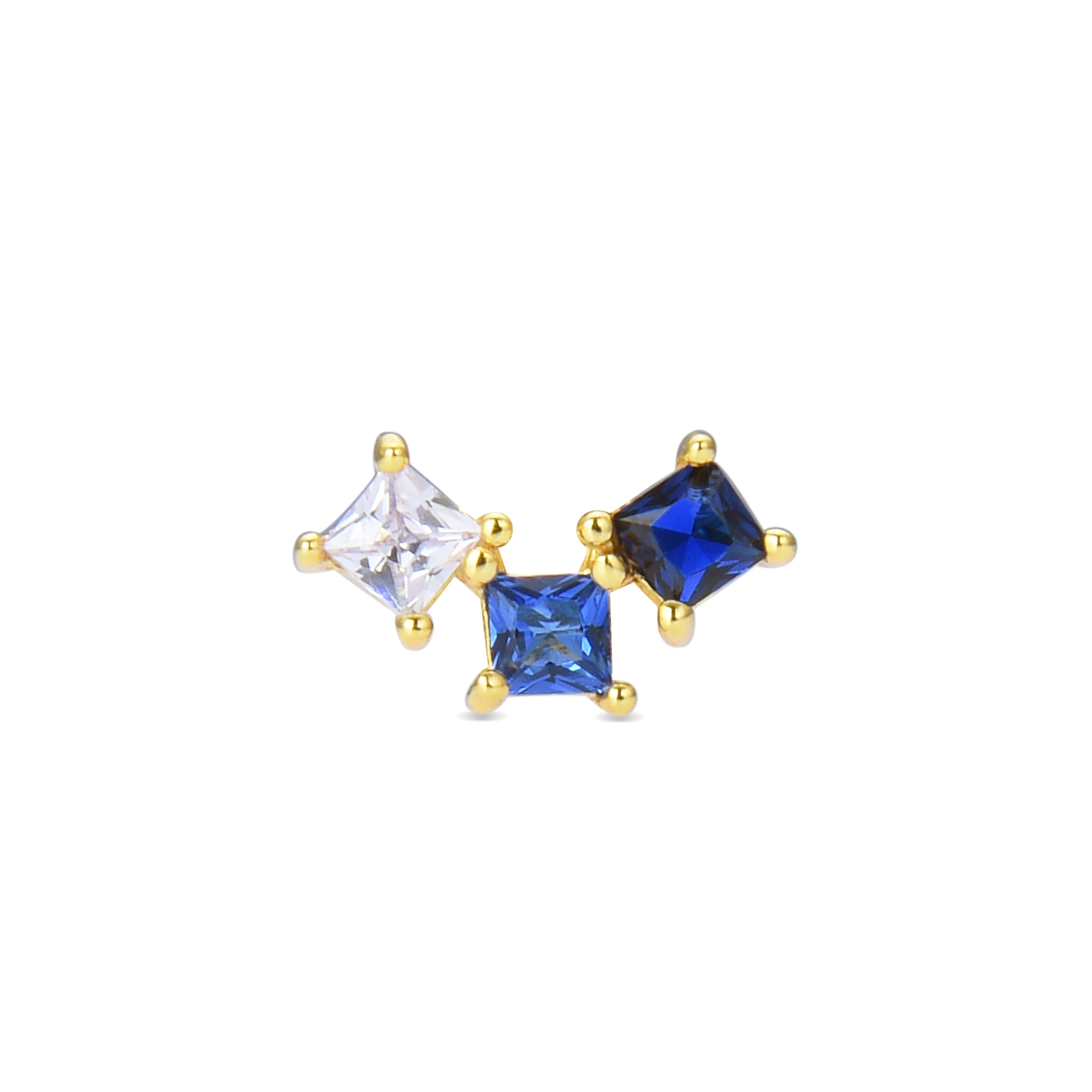 925 Sterling Silver Piercing with Multicolor Zirconia finished in 18K yellow gold - Corci