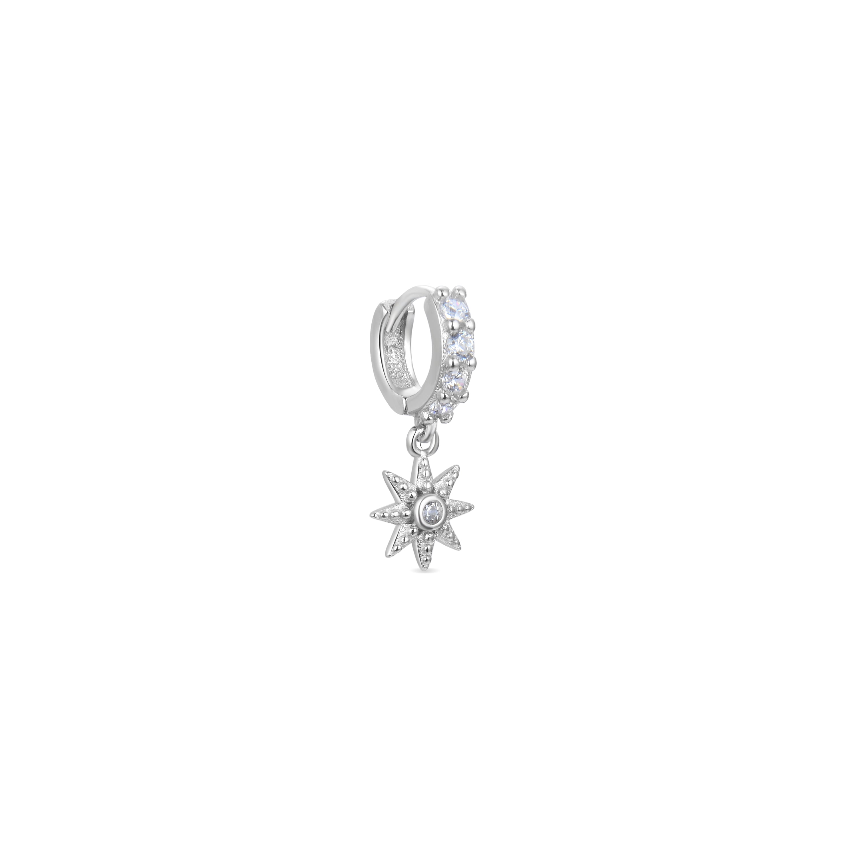 925 Sterling Silver Piercing with Shiny Zirconia in Rhodium Finish - Kaiwise