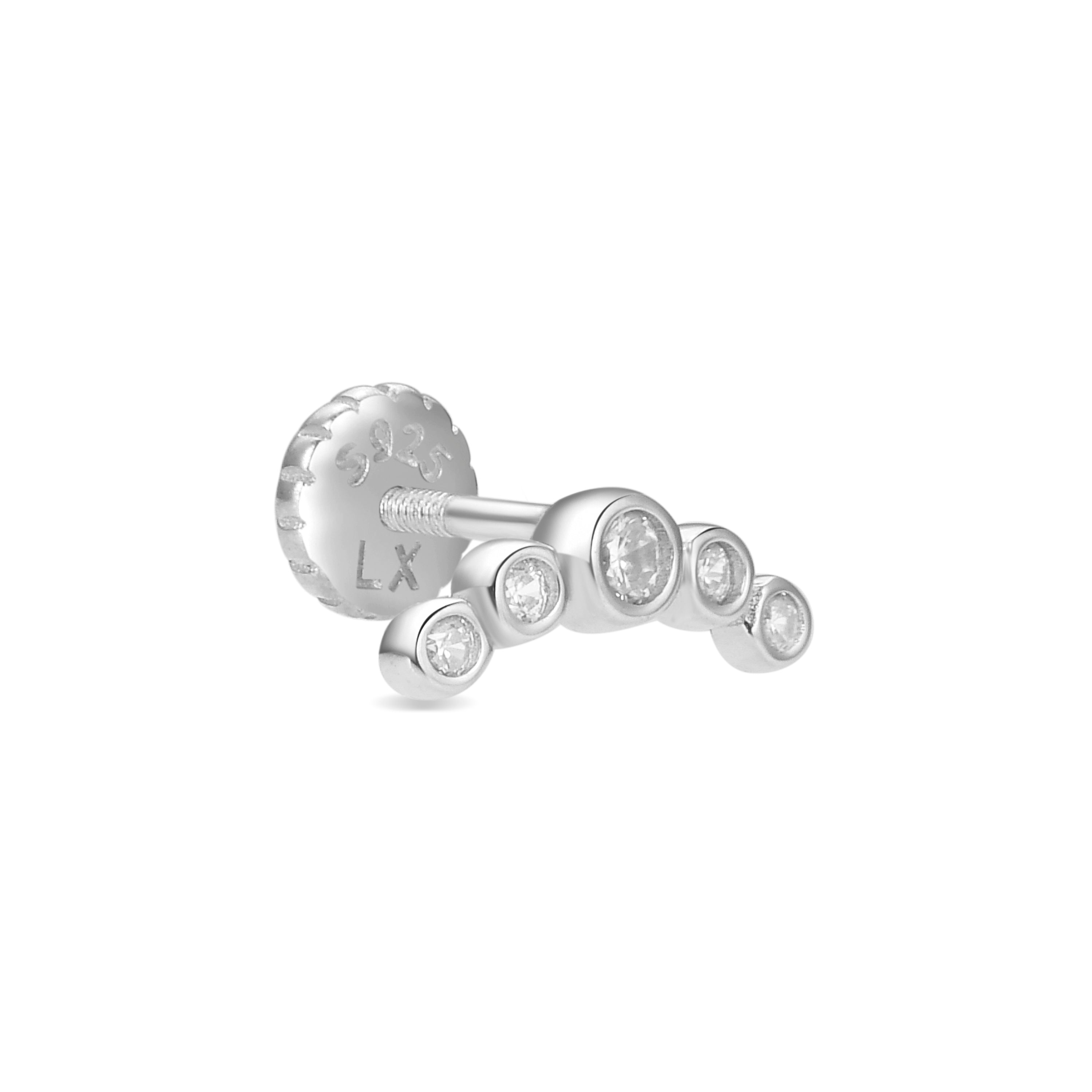 925 Sterling Silver Piercing with Brilliant Zirconia in Rhodium Finish - Iebi