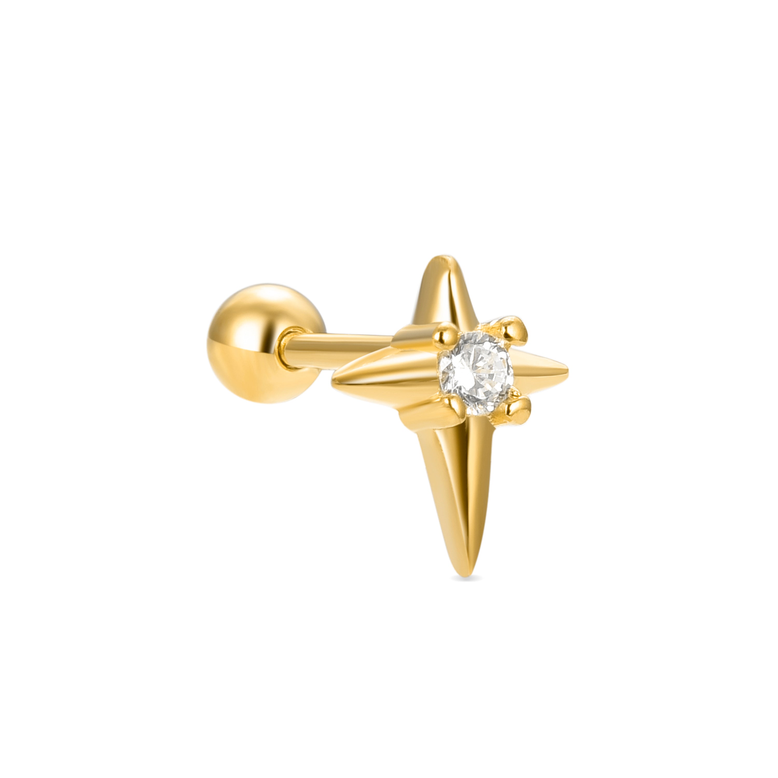 925 Sterling Silver Piercing with Brilliant Zirconia finished in 18K yellow gold - Dute