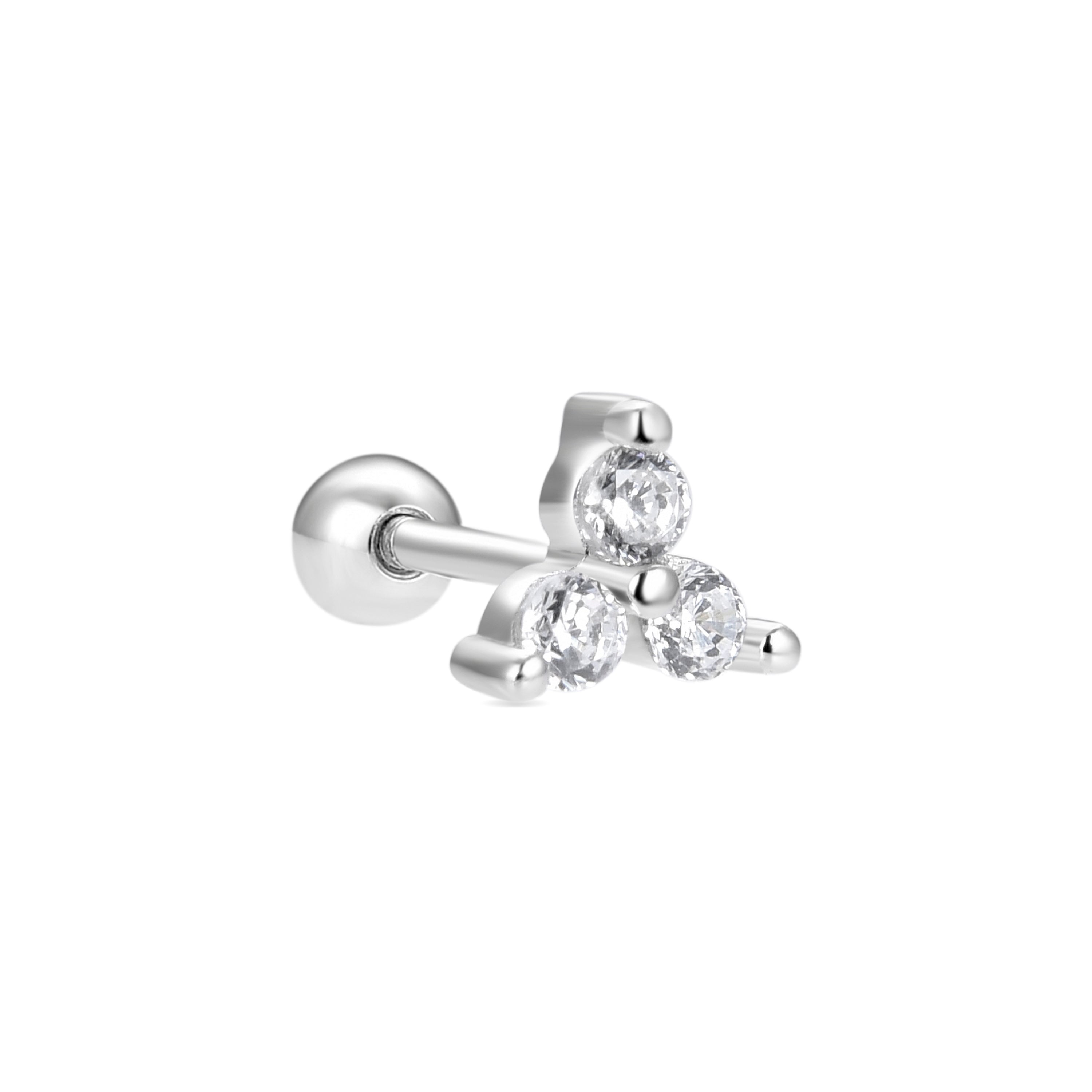 925 Sterling Silver Piercing with Brilliant Zirconia in Rhodium Finish - Thyshay
