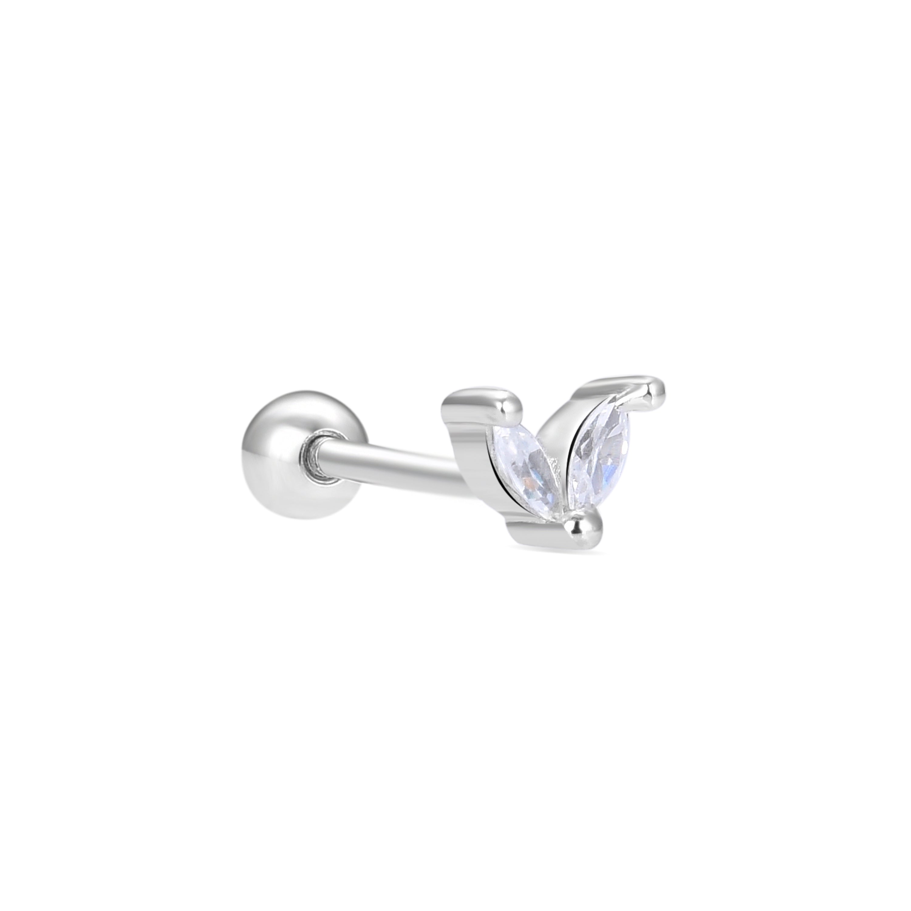 925 Sterling Silver Piercing with Brilliant Zirconia in Rhodium Finish - Lilxa