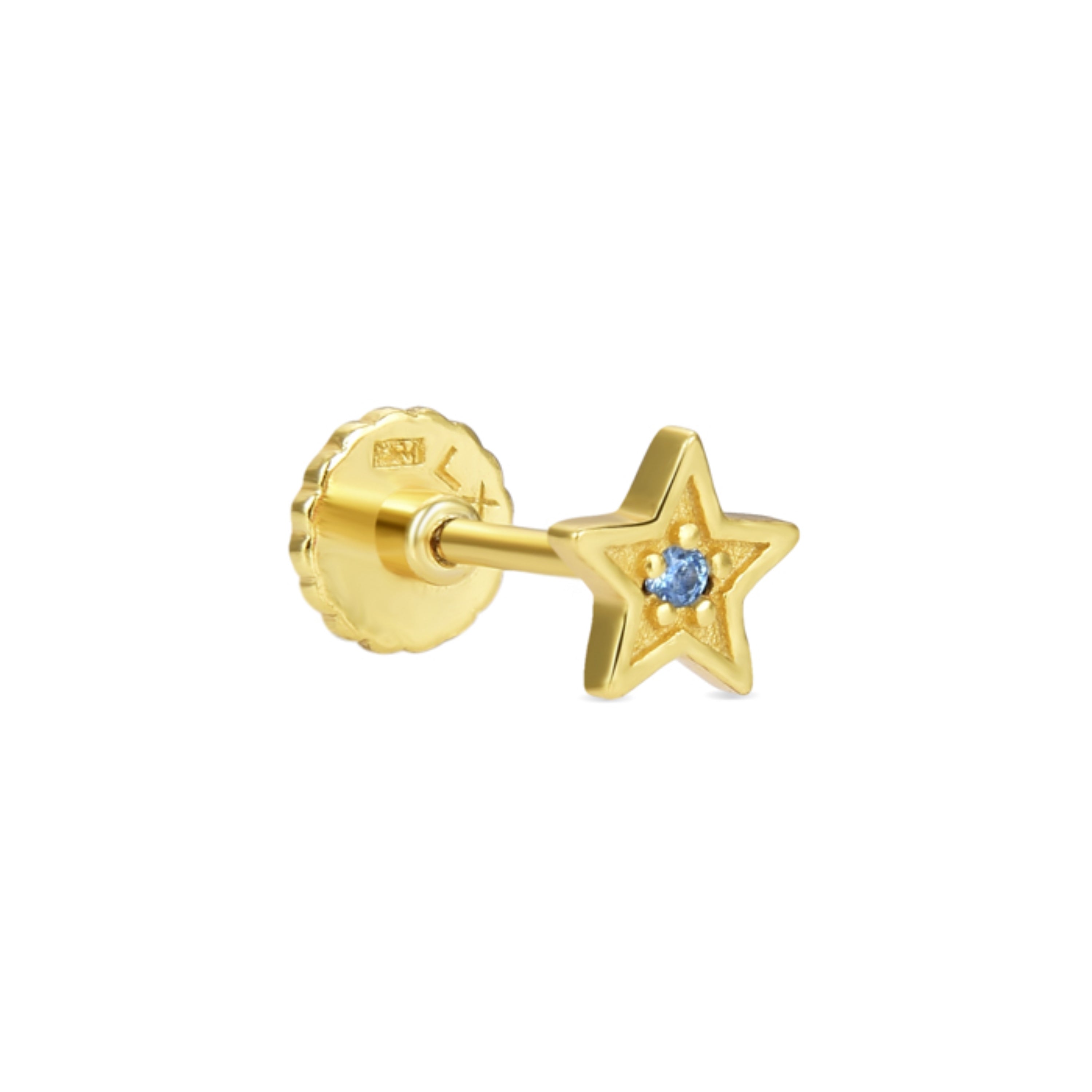 925 Sterling Silver Piercing with Sapphire Zirconia finished in 18K Yellow Gold - Akdih