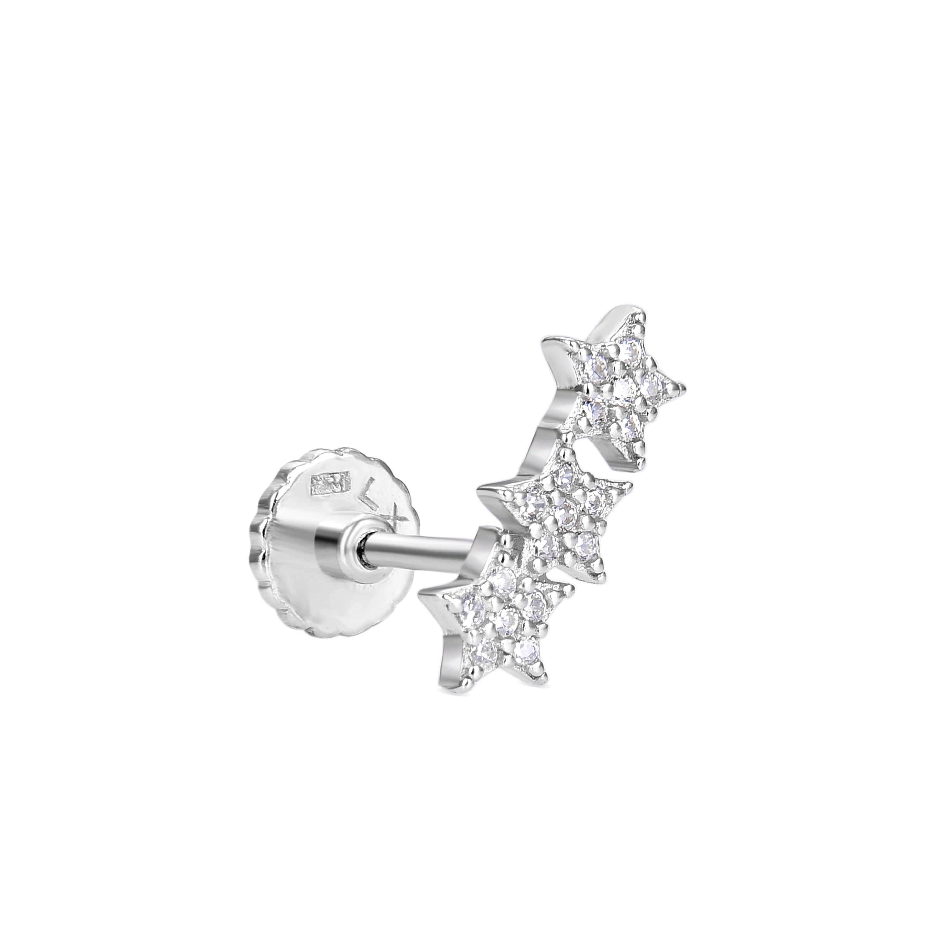 925 Sterling Silver Piercing with Brilliant Zirconia in Rhodium Finish - Lothi