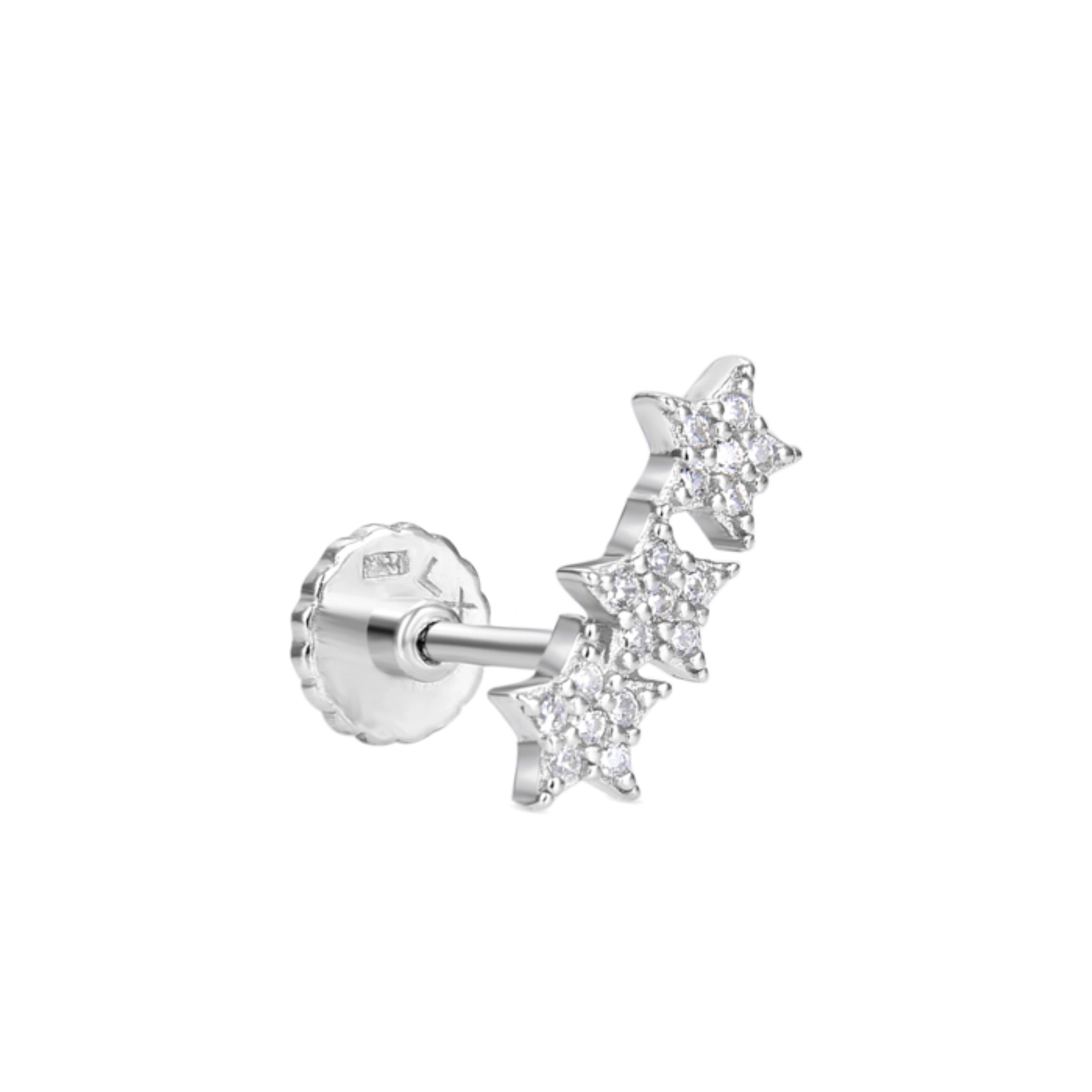925 Sterling Silver Piercing with Brilliant Zirconia in Rhodium Finish - Lothi